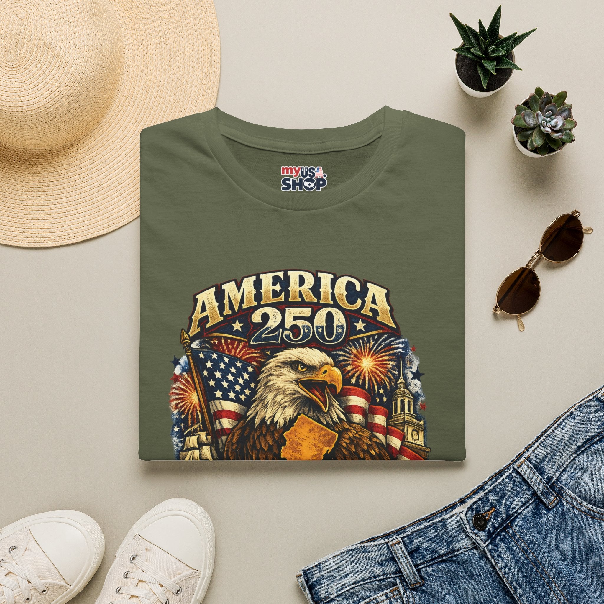 America 250 Eagle T‑Shirt — New Jersey Patriotic Tee