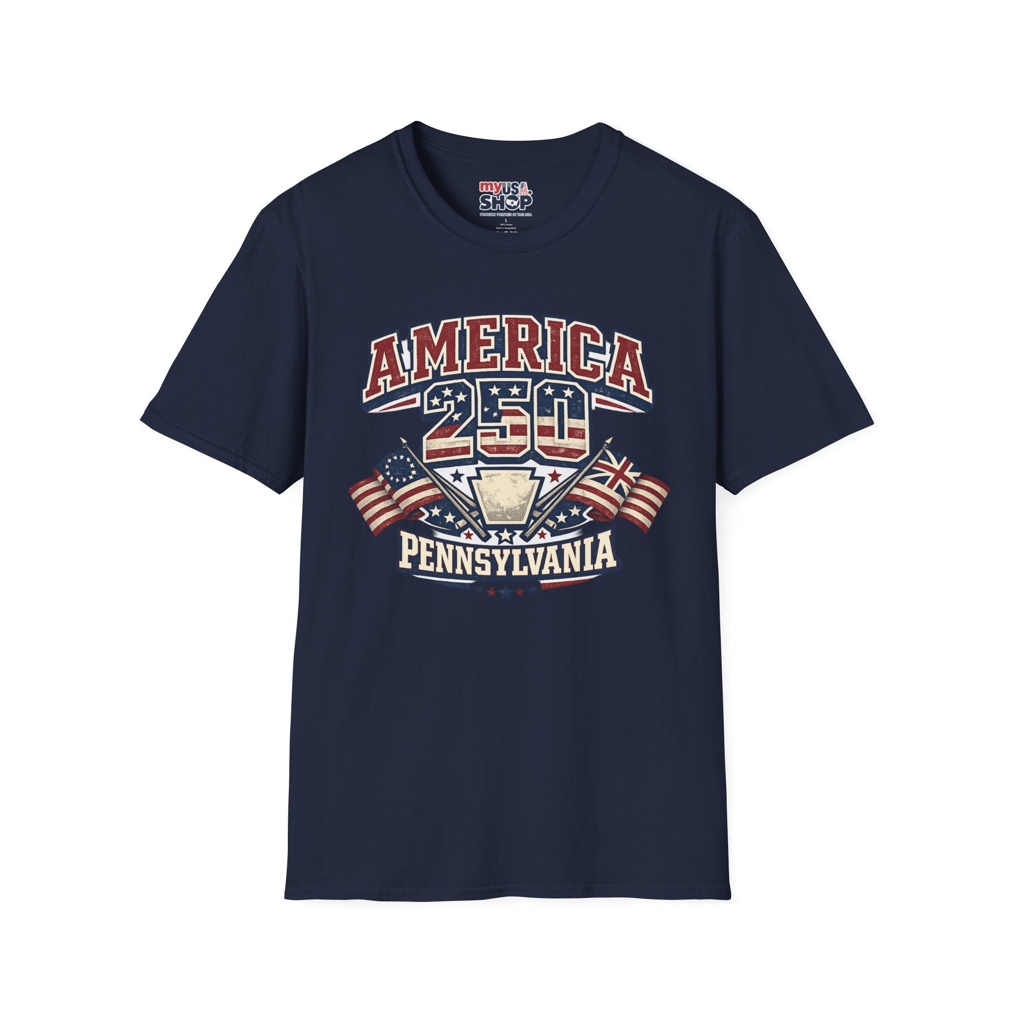 Pennsylvania America 250 Shirt — Retro Patriotic Varsity Graphic Tee