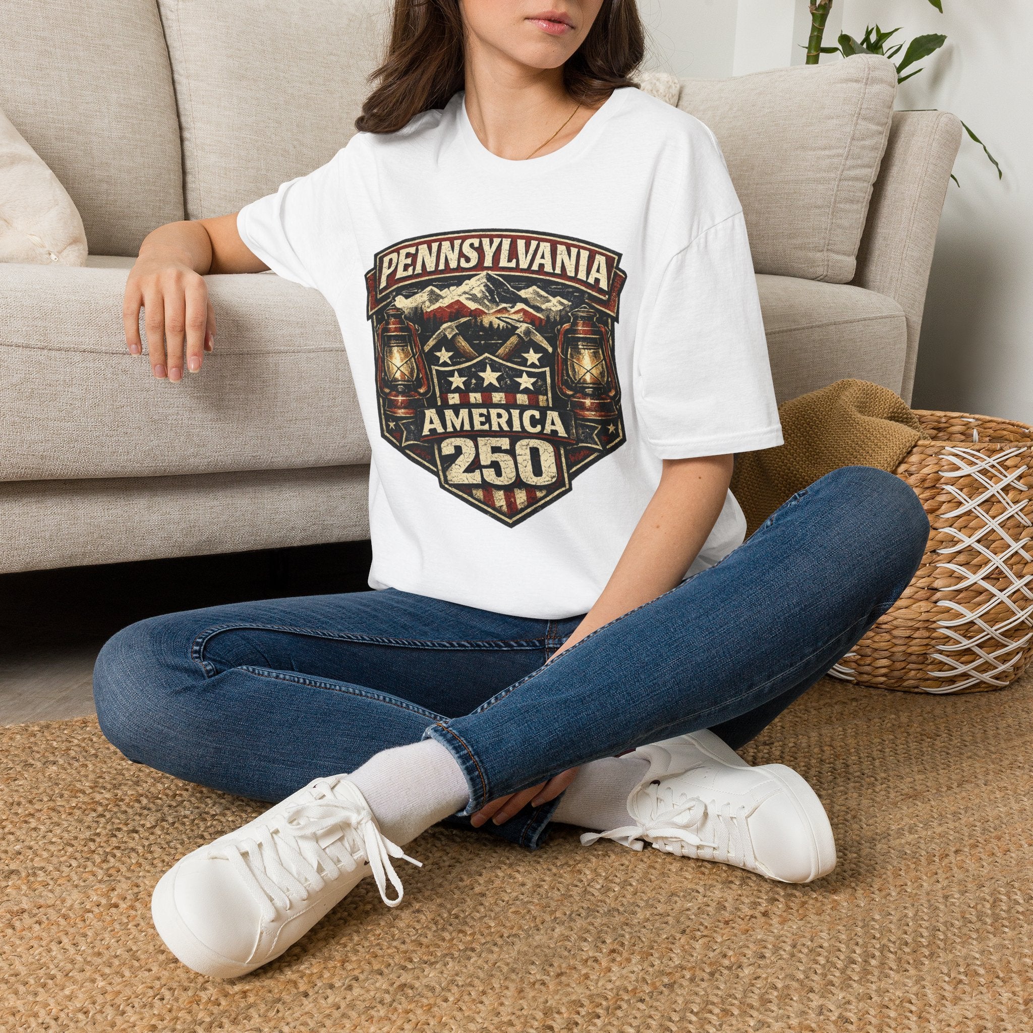 Pennsylvania America 250 Shirt — Rustic Mountain Miner Badge Graphic Tee