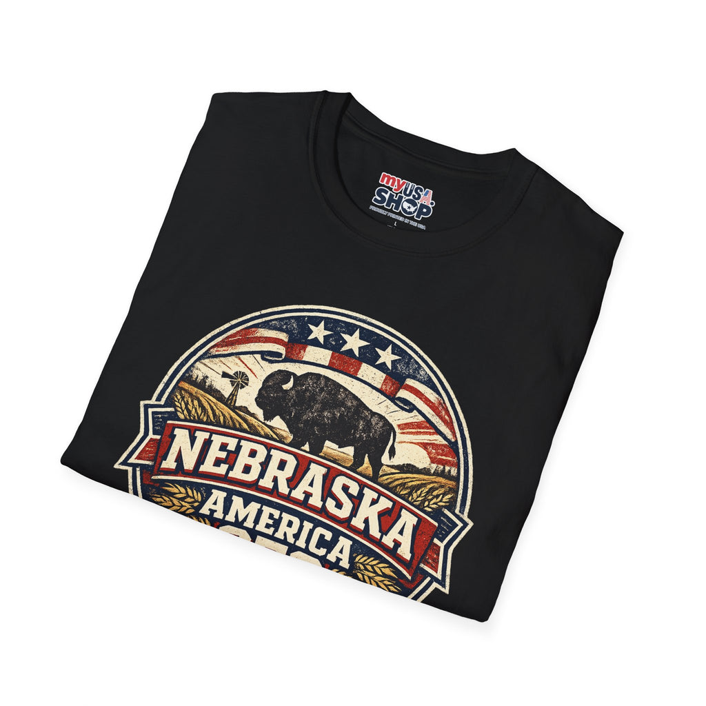 Nebraska Buffalo Retro T-Shirt — America 250 Vintage State Pride Tee