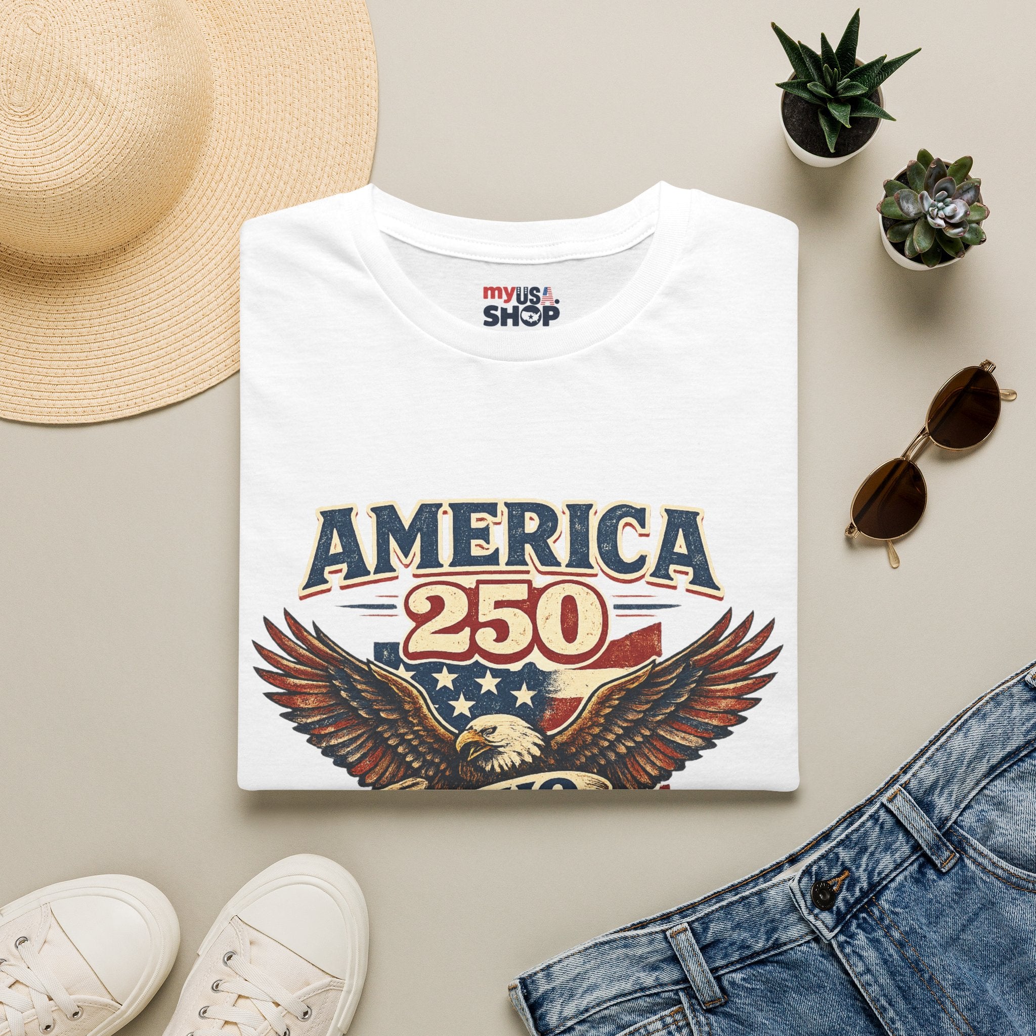 America 250 – Ohio Eagle Ribbon 1776–2026 Vintage Tee Desig