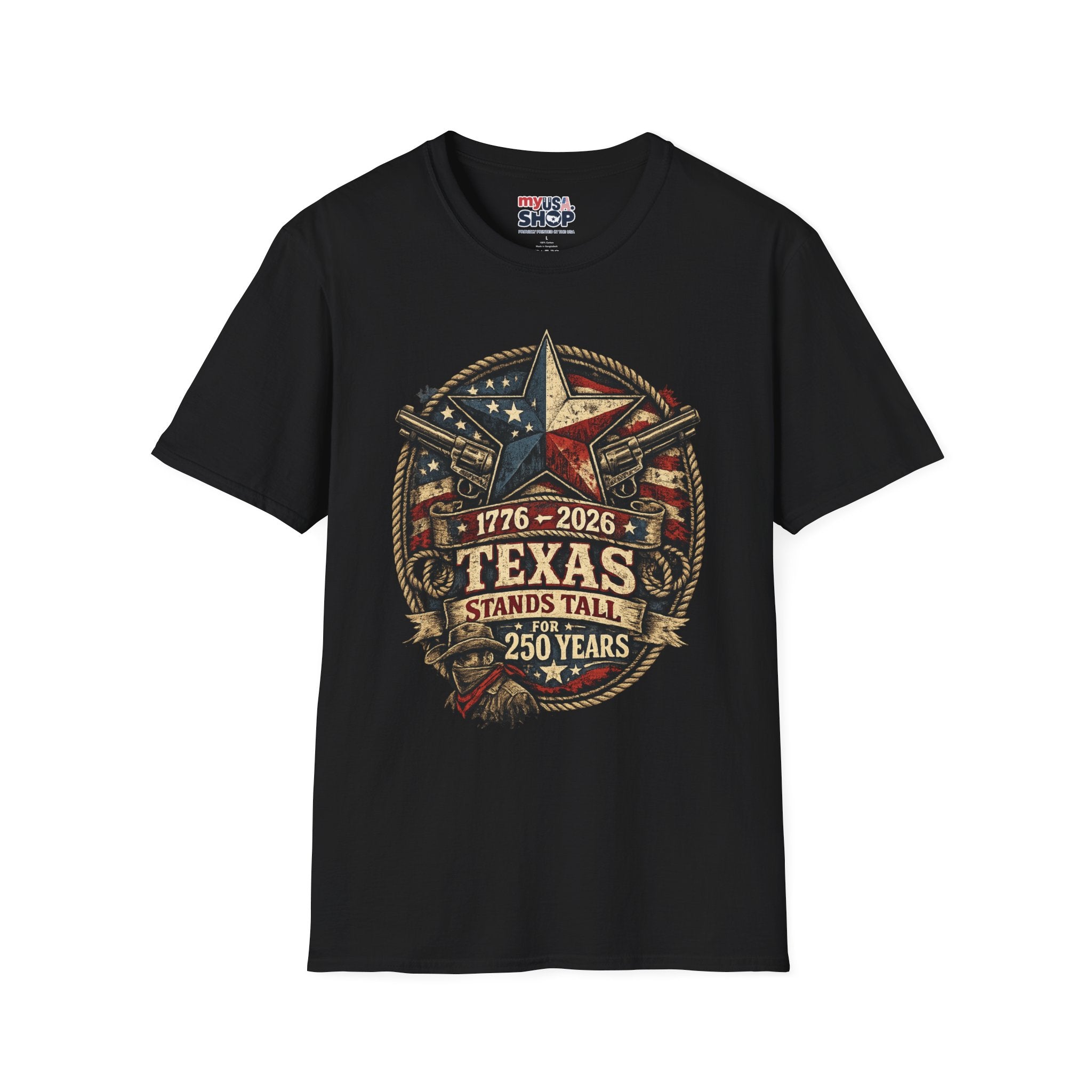 America 250 Texas Shirt — Texas Stands Tall Patriotic Western Tee