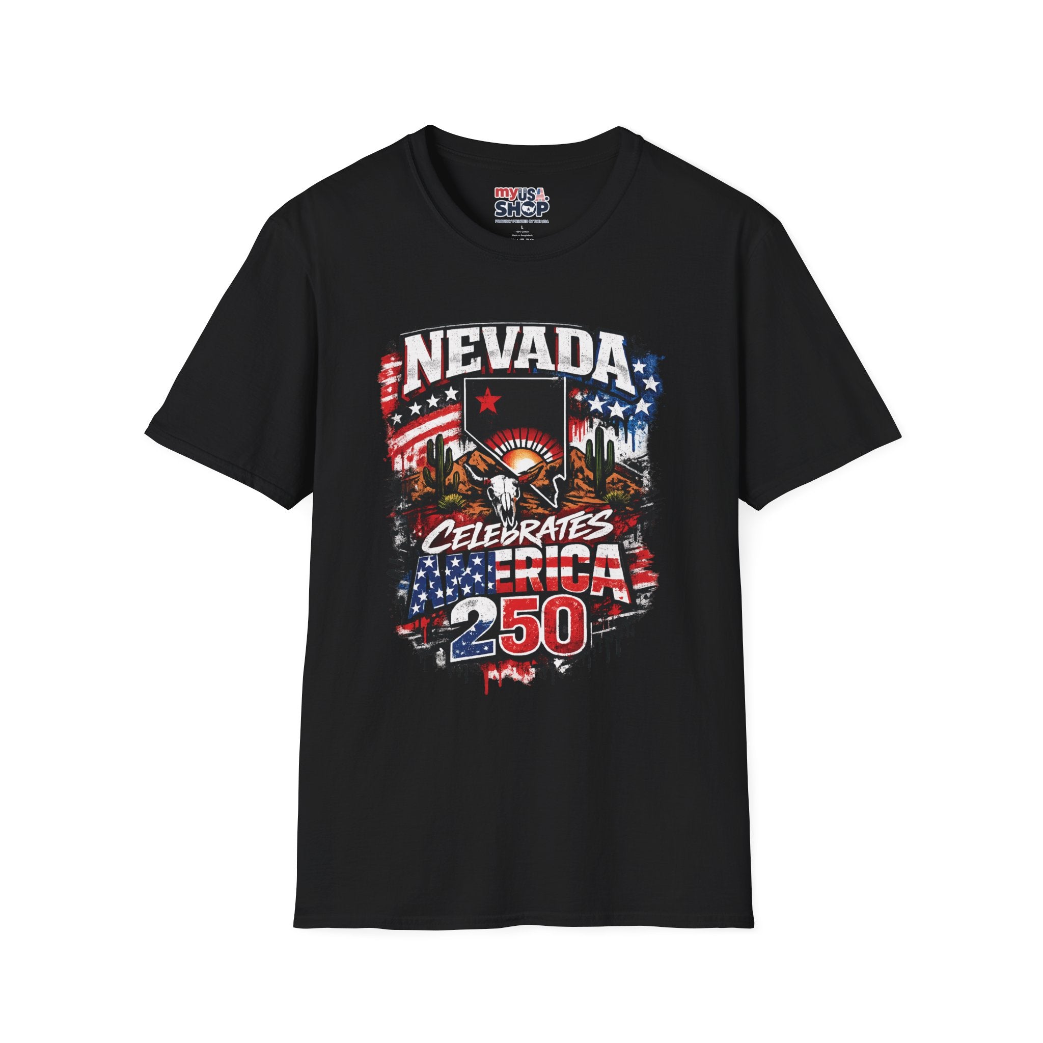America 250 Nevada Rustic Flag T-Shirt — 'Celebrates the 250' Vintage State Pride Tee