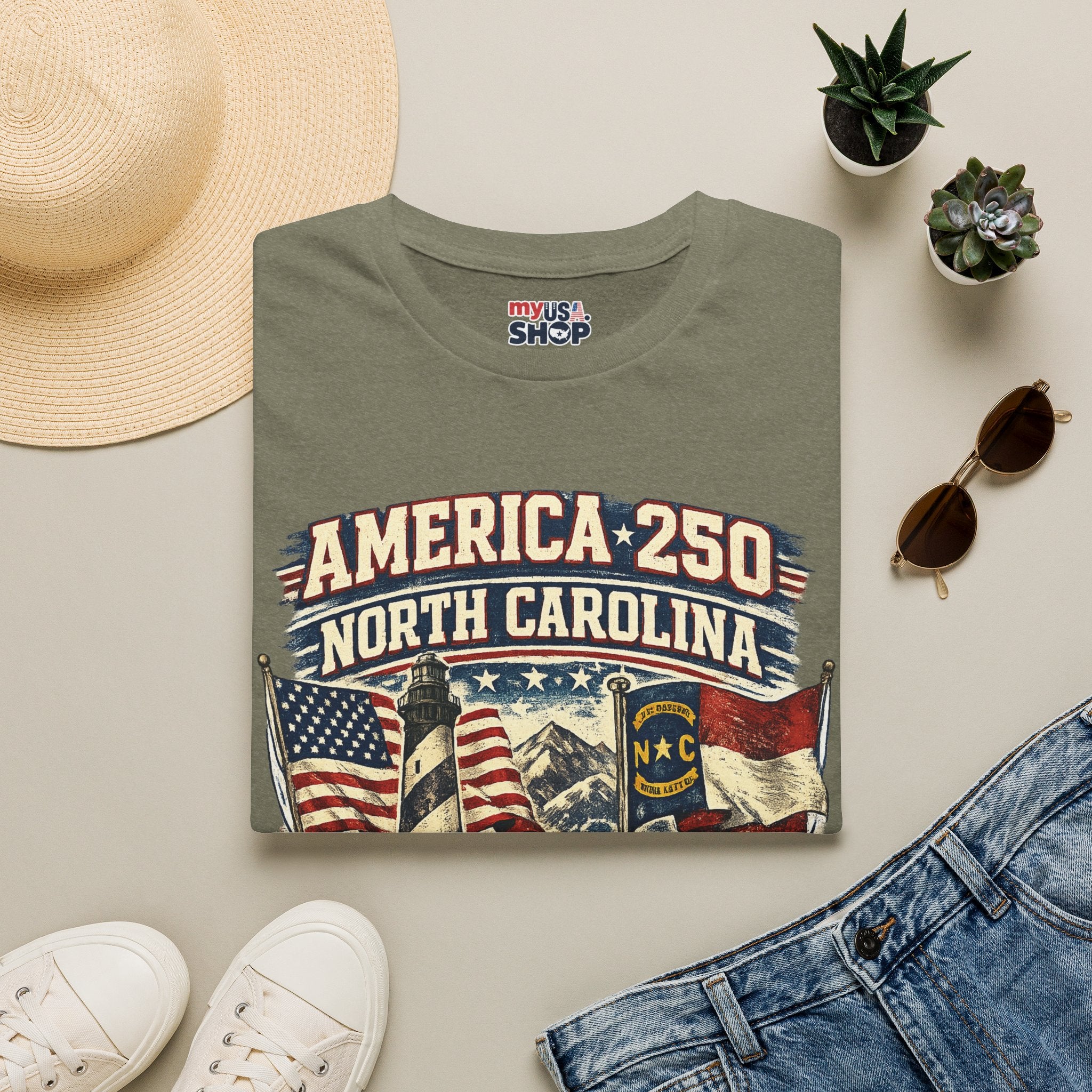 America 250 North Carolina T-Shirt — 1776–2026 Patriotic State Pride Tee