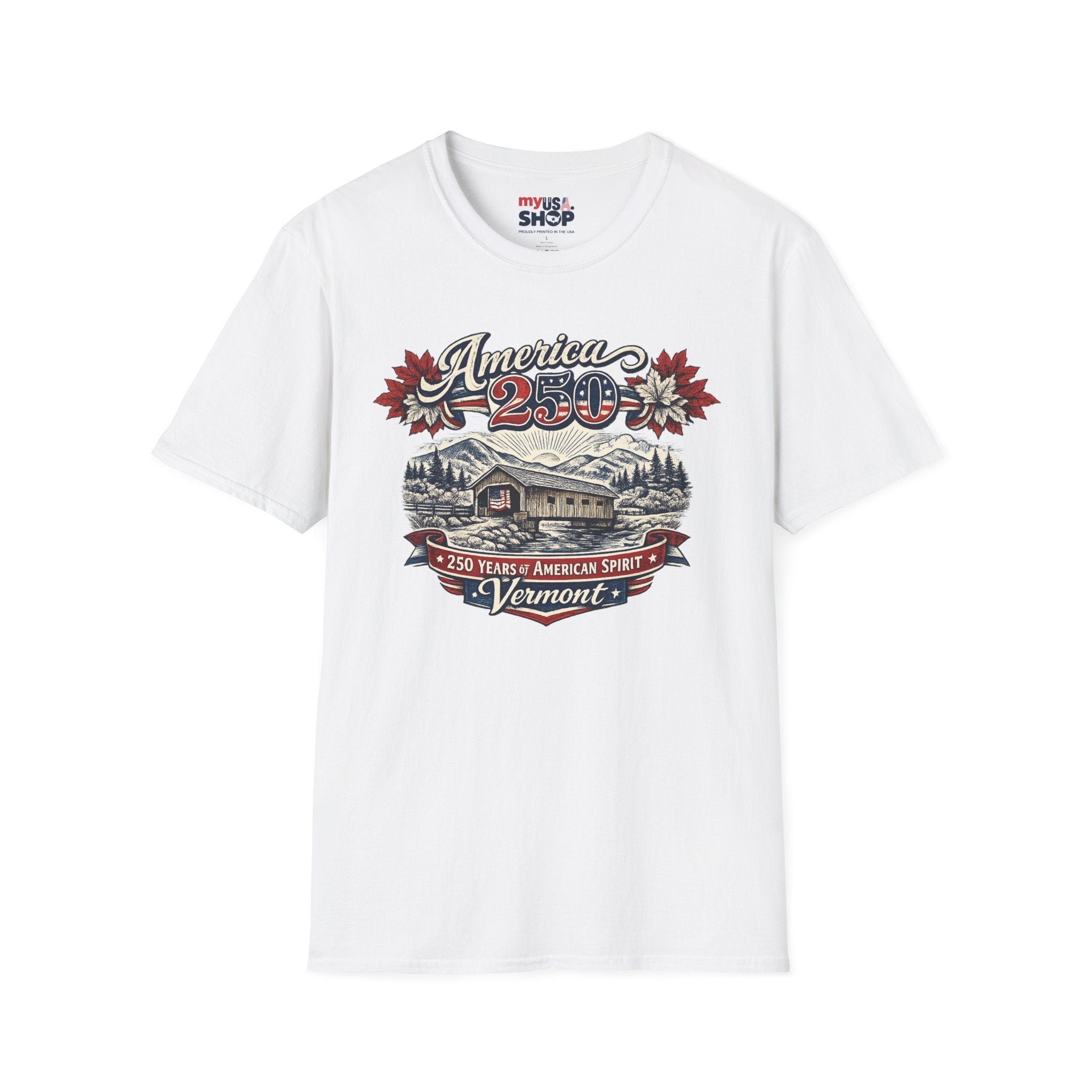 America 250 Vintage T-Shirt — Vermont Patriotic Vermont Mountains Tee