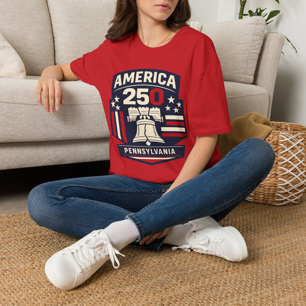 Pennsylvania America 250 Shirt — Modern Minimal Patriotic Badge Tee