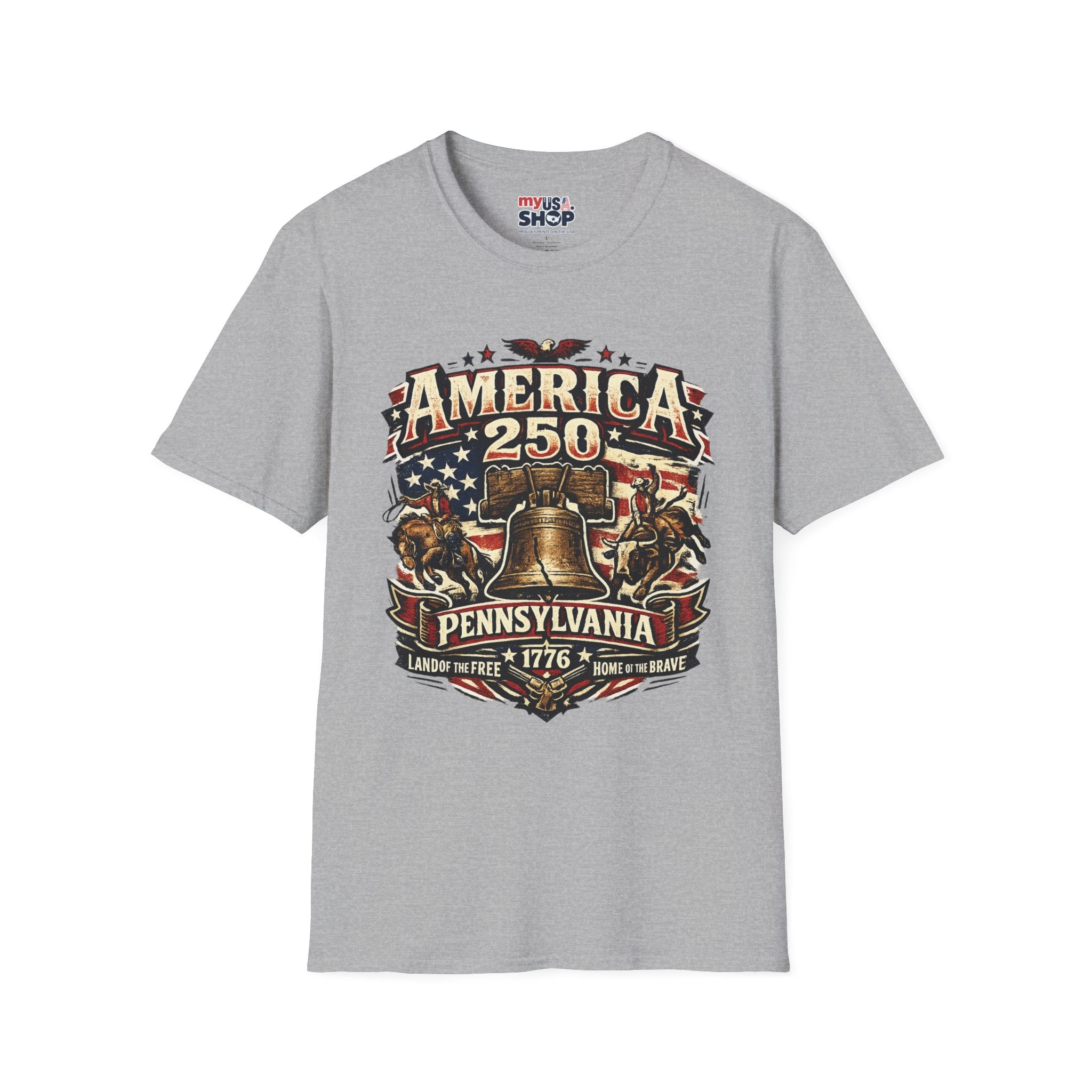 America 250 Pennsylvania TShirt — Western Rodeo Liberty Bell Graphic Tee