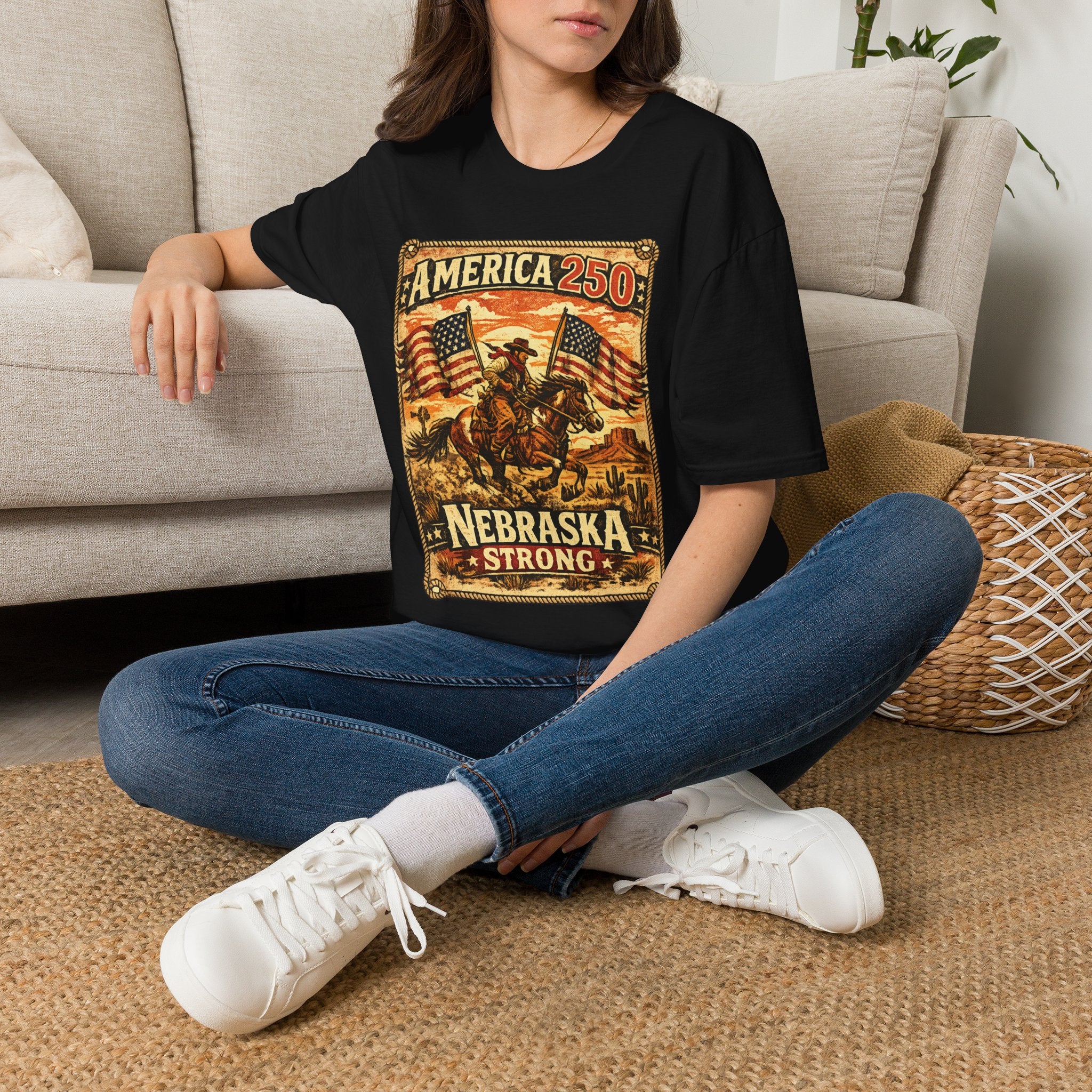 America 250 Nebraska Strong T-Shirt — Patriotic Centennial Retro Tee