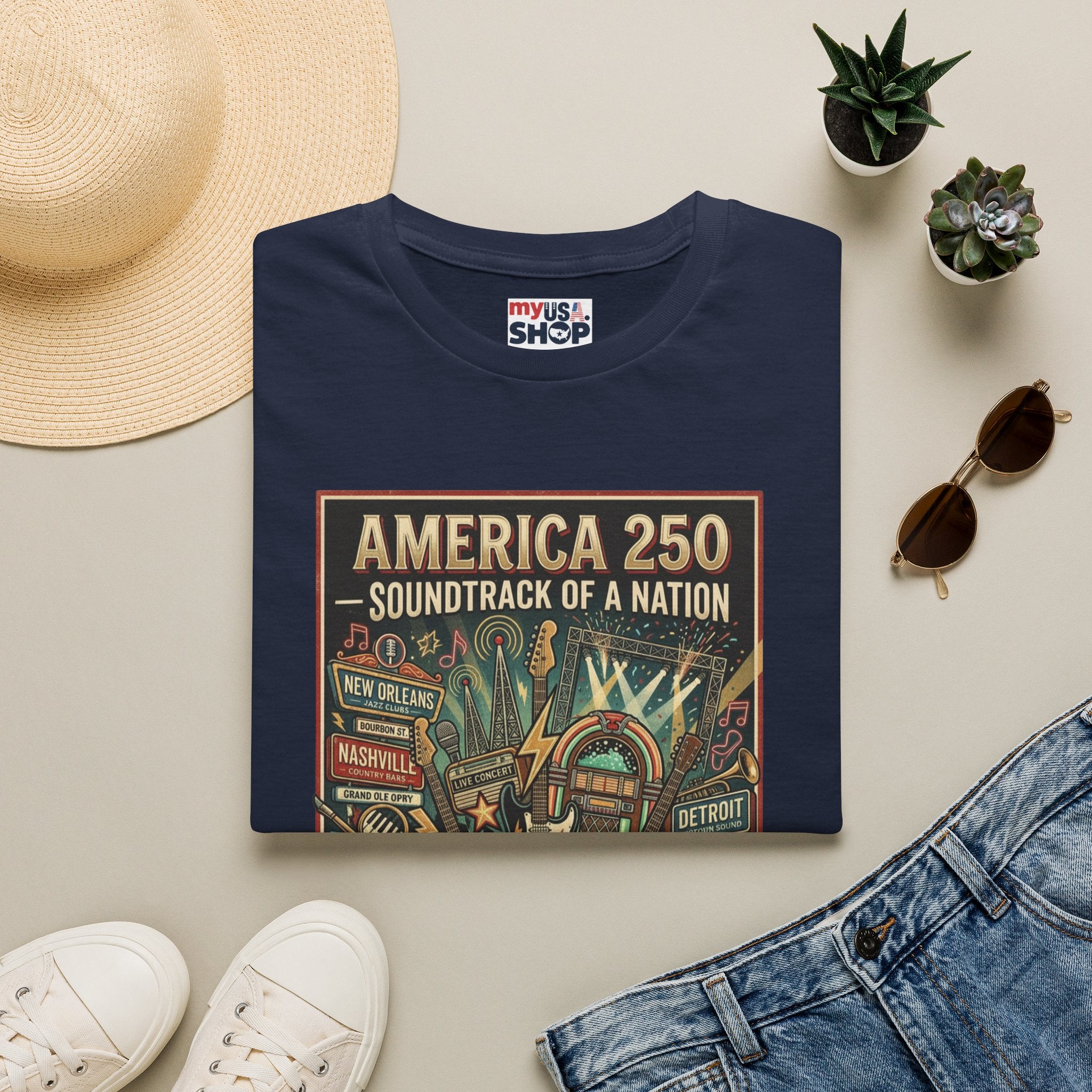 America 250 "Soundtrack of a Nation" T-Shirt — Patriotic Music Festival Tee Pop Culture