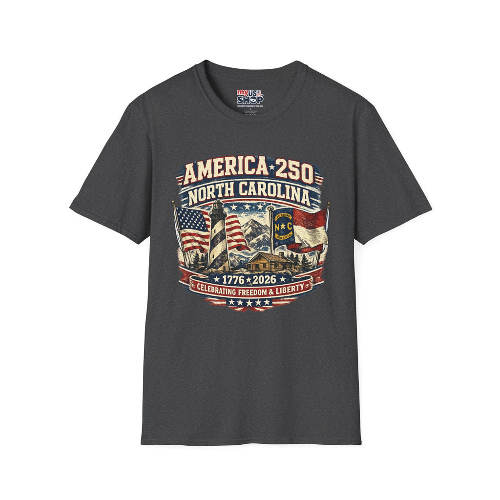 America 250 North Carolina T-Shirt — 1776–2026 Patriotic State Pride Tee