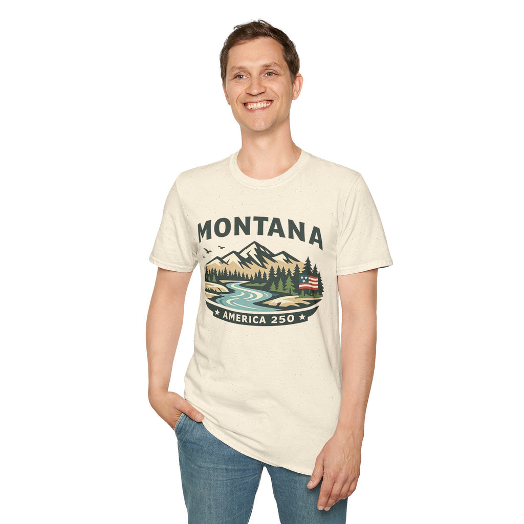 America 250 x Montana Mountain Scenic T-Shirt — Retro Nature Design
