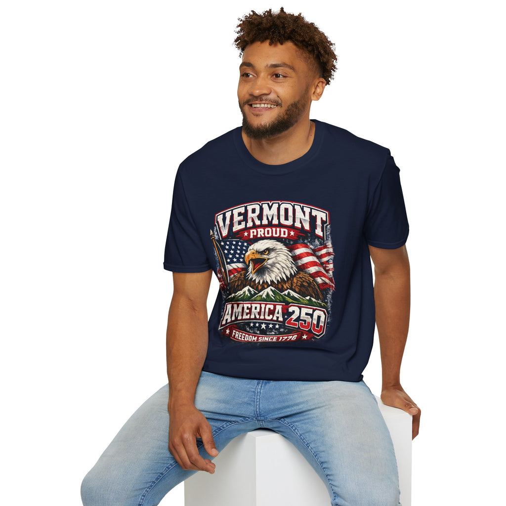 America 250 x Vermont Proud T-Shirt — Eagle Flag Design