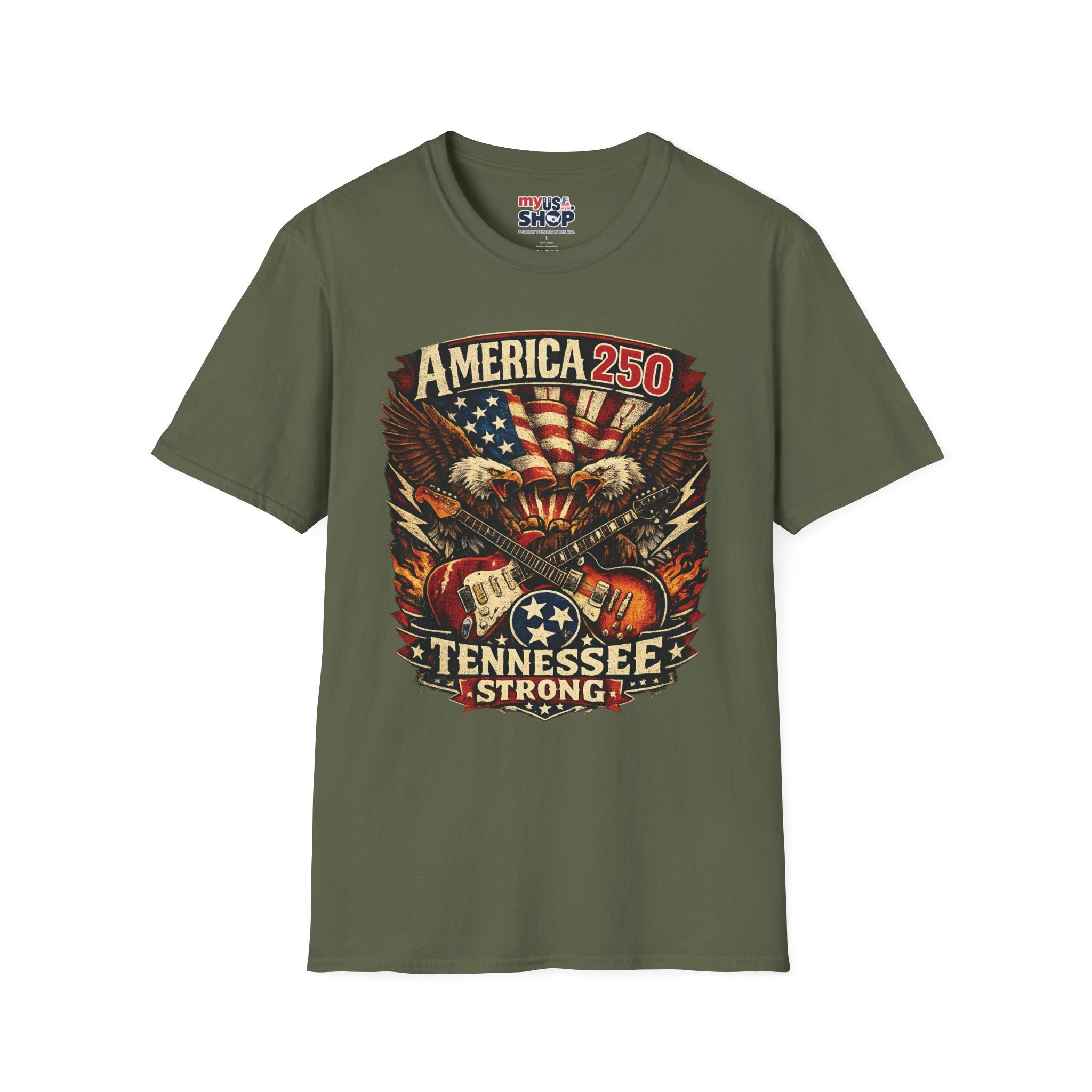 America 250 Tennessee Shirt — Tennessee Strong Patriotic Music Graphic Tee