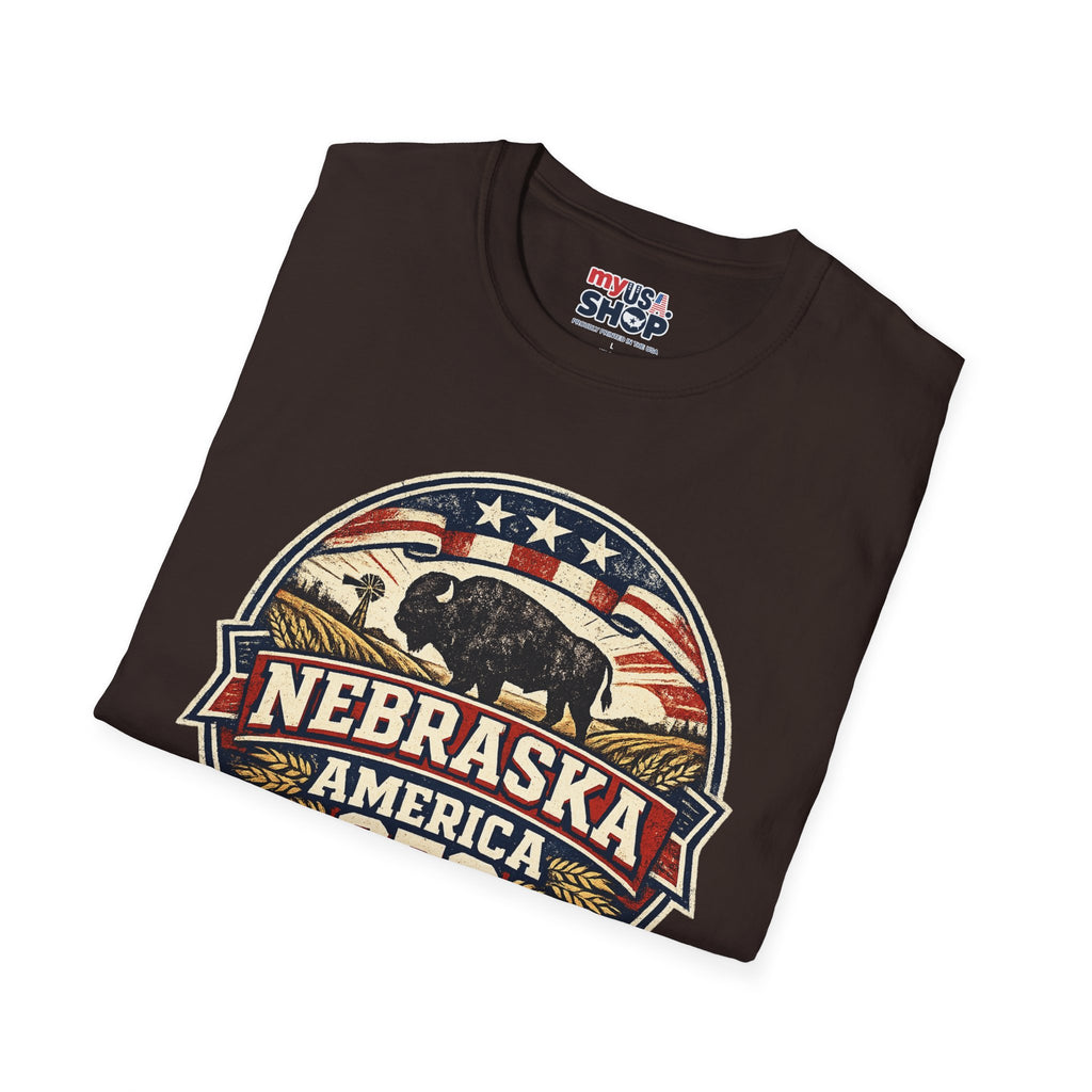 Nebraska Buffalo Retro T-Shirt — America 250 Vintage State Pride Tee