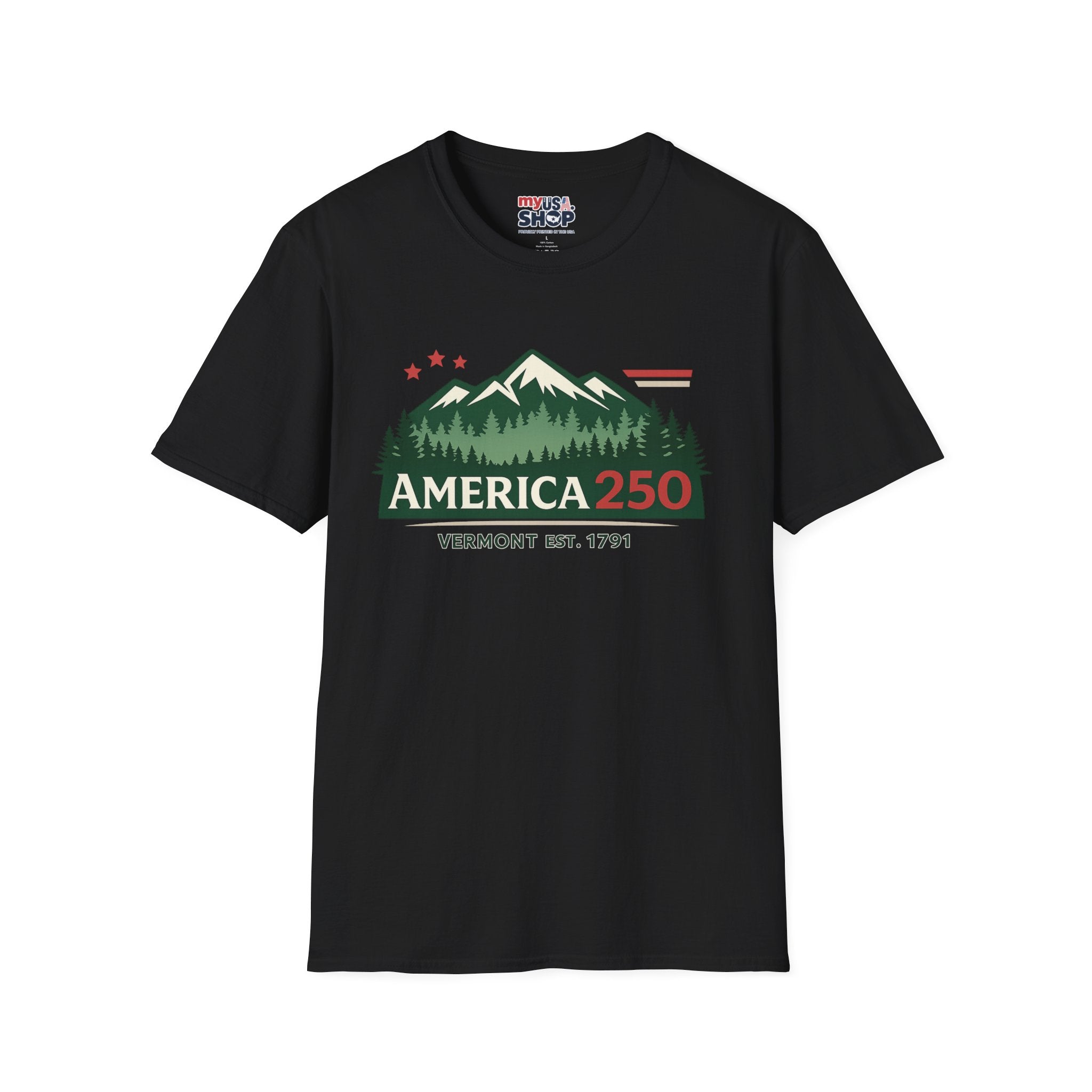 America 250 – Vermont Est. 1791 Mountain Star Vintage Tee Design