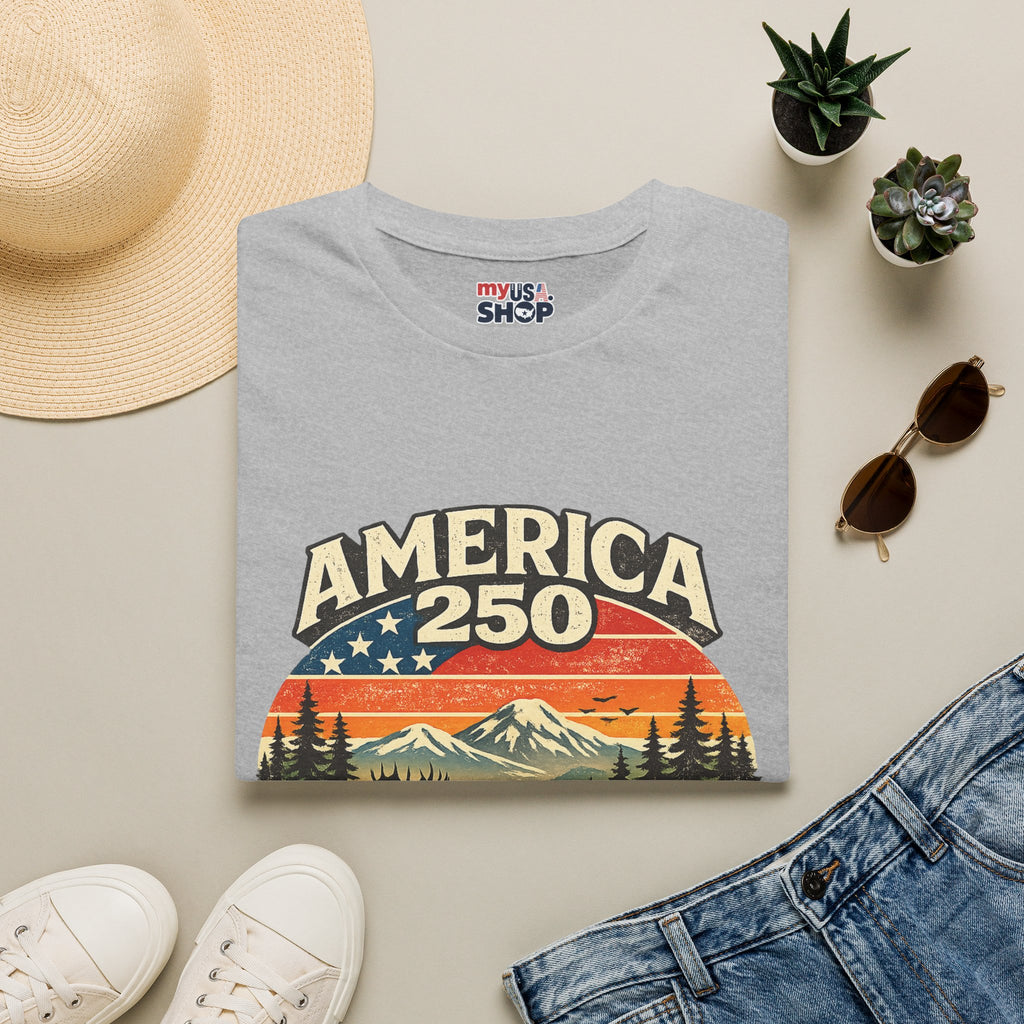 America 250 Oregon Shirt — Retro Wildlife Sunset Graphic Tee