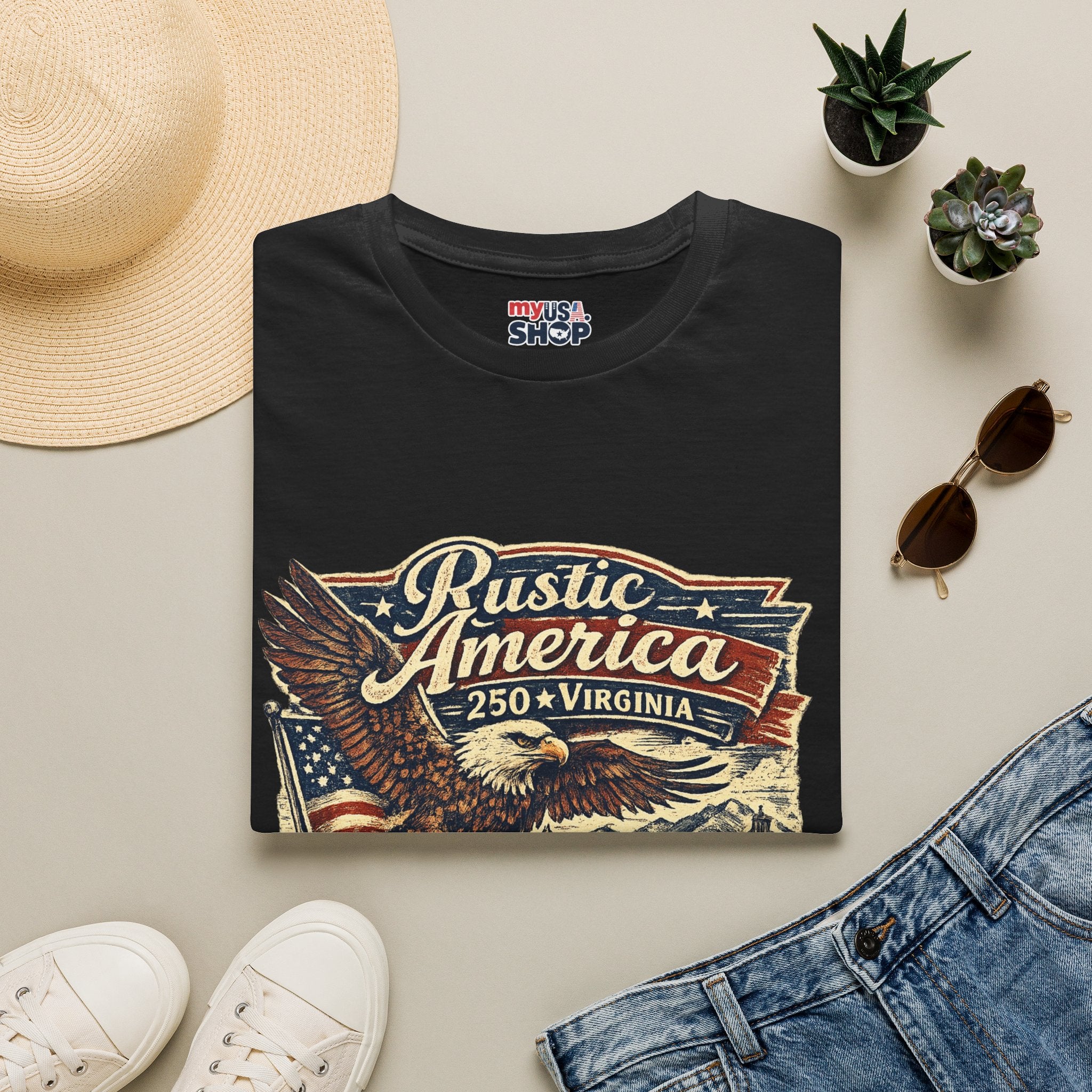 America 250 Virginia Eagle T‑Shirt — Heritage & Freedom Vintage Design