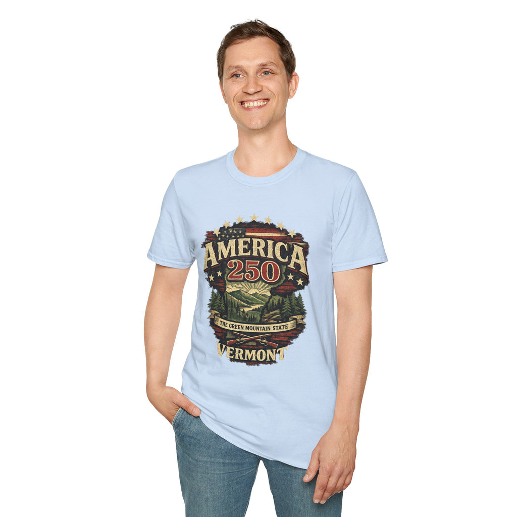 America 250 – Vermont “The Green Mountain State” Vintage Tee Design