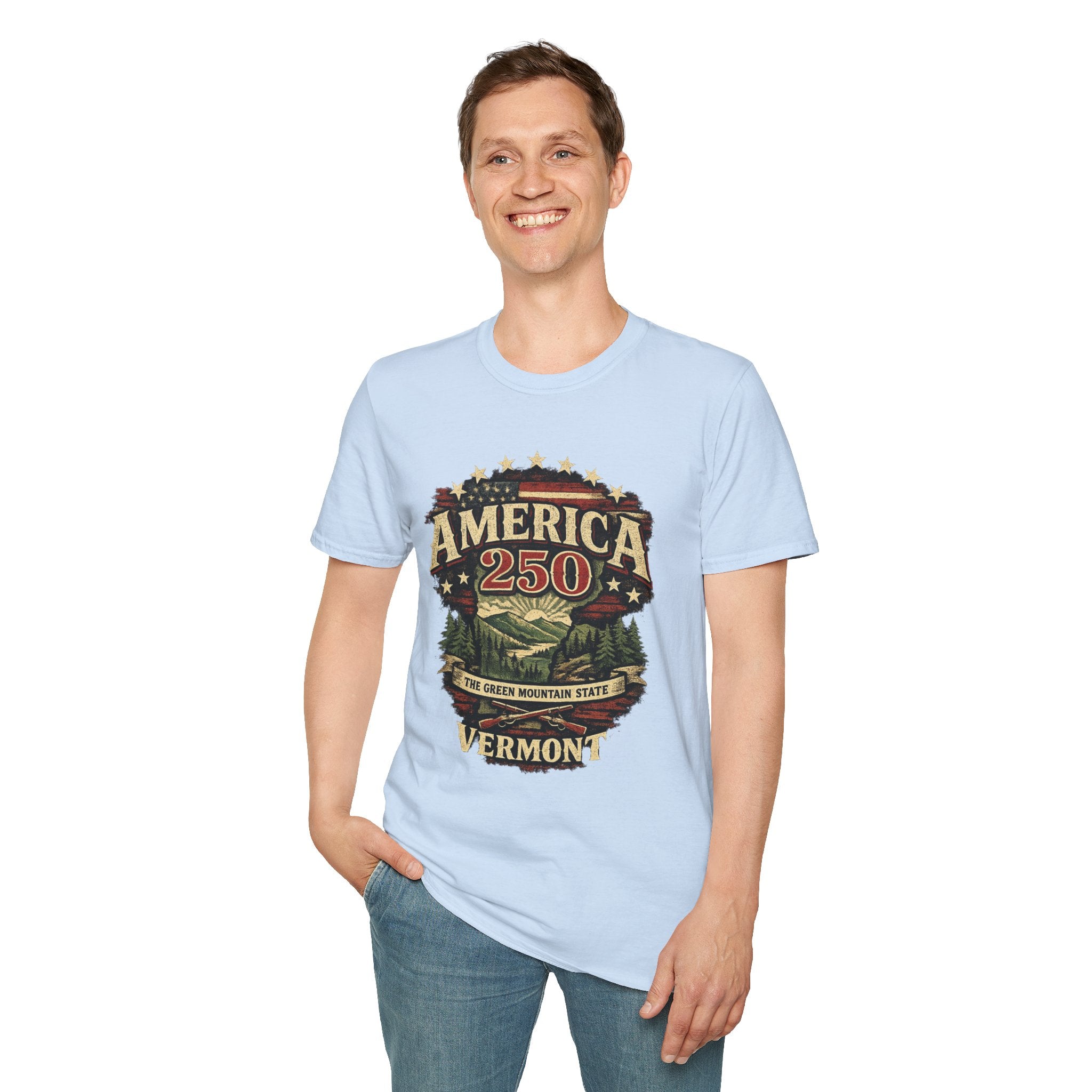 America 250 – Vermont “The Green Mountain State” Vintage Tee Design