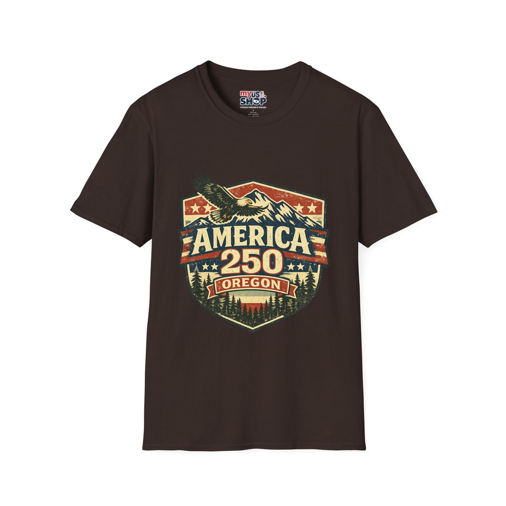 America 250 Shirt —Oregon  Mountain Eagle Wilderness Badge Tee