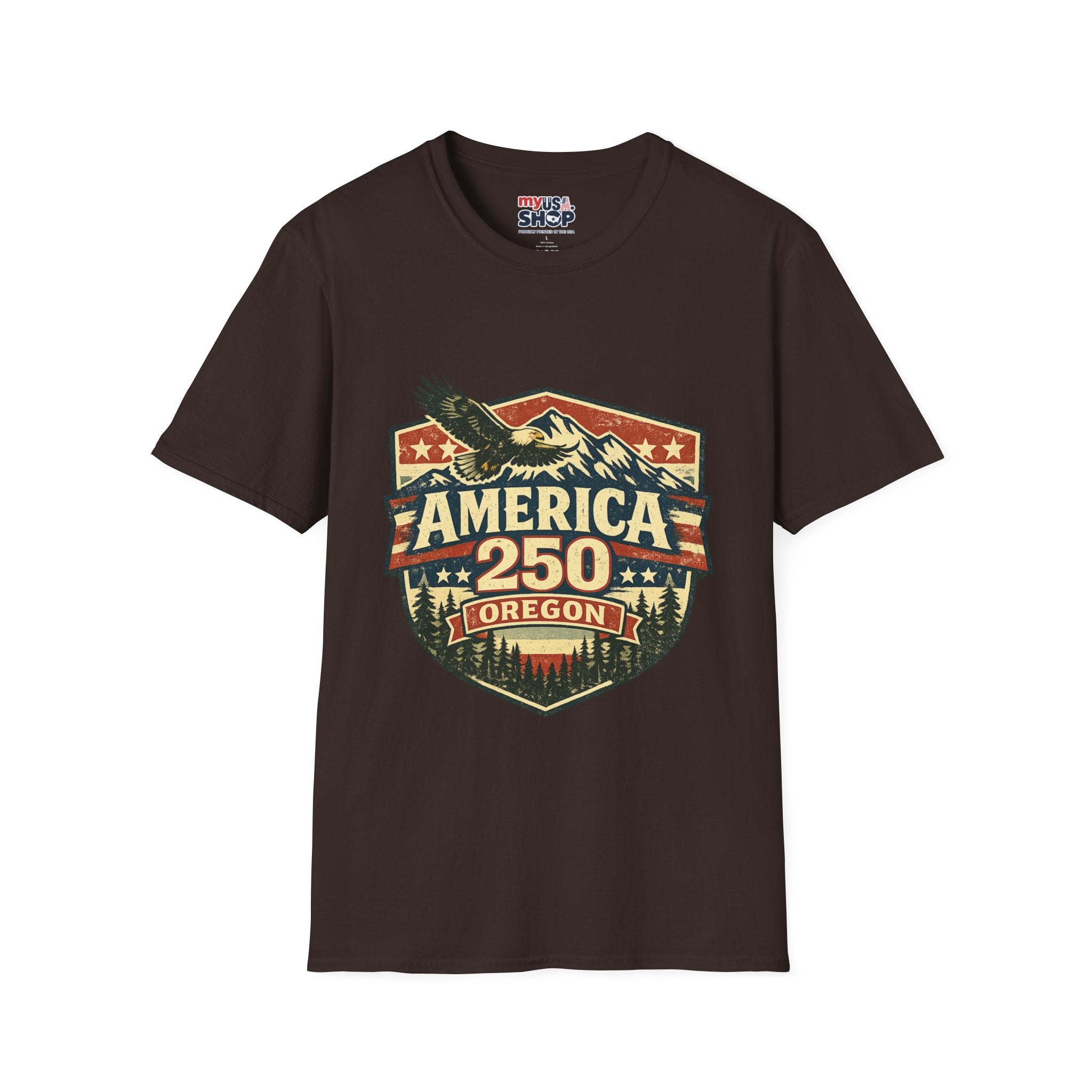 America 250 Shirt —Oregon  Mountain Eagle Wilderness Badge Tee