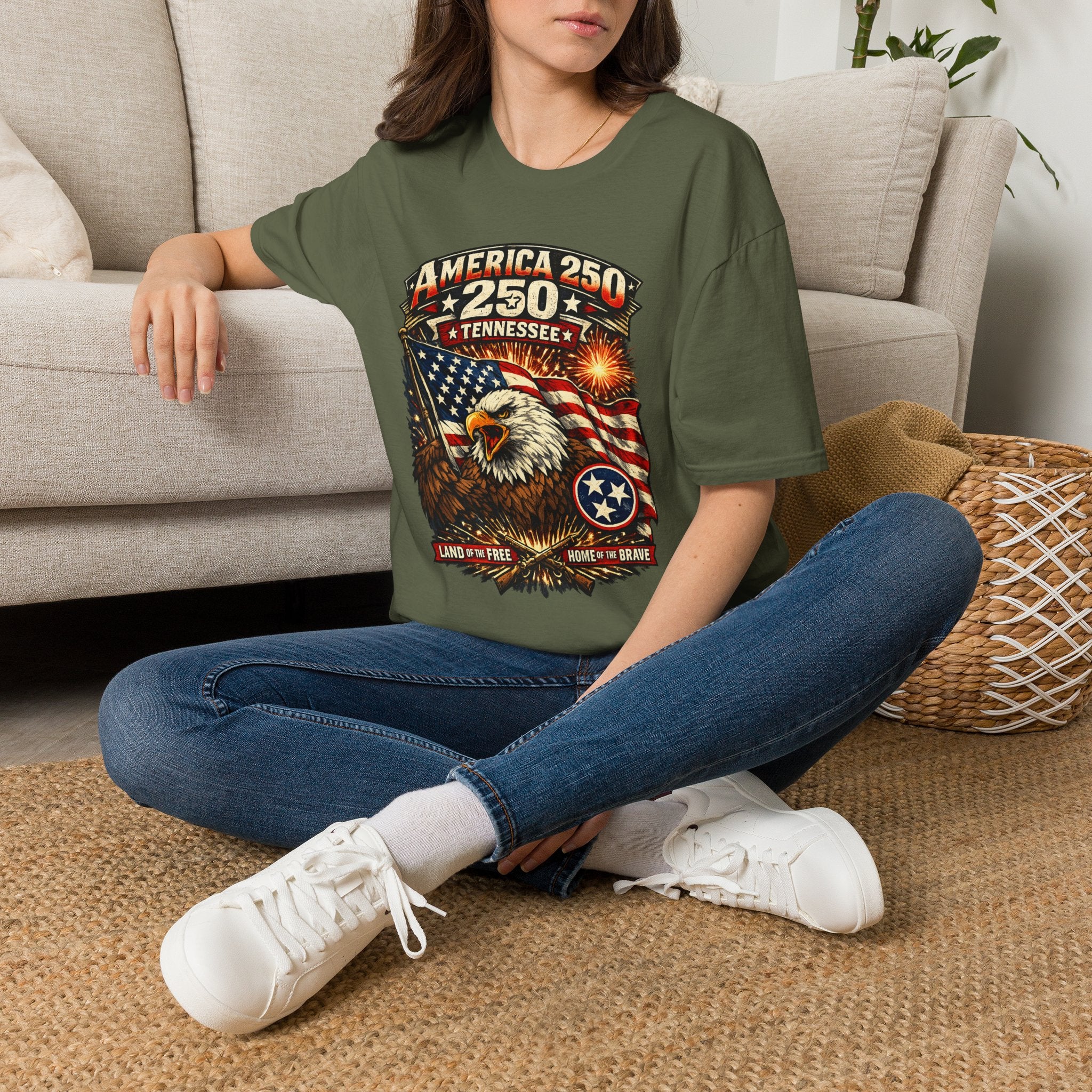 America 250 Tennessee Shirt — Land of the Free Patriotic Eagle Tee