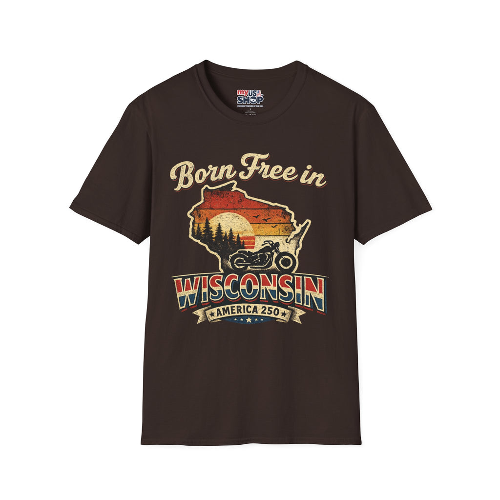 Wisconsin Vintage "Born Free in" T-Shirt - America 250 Tee