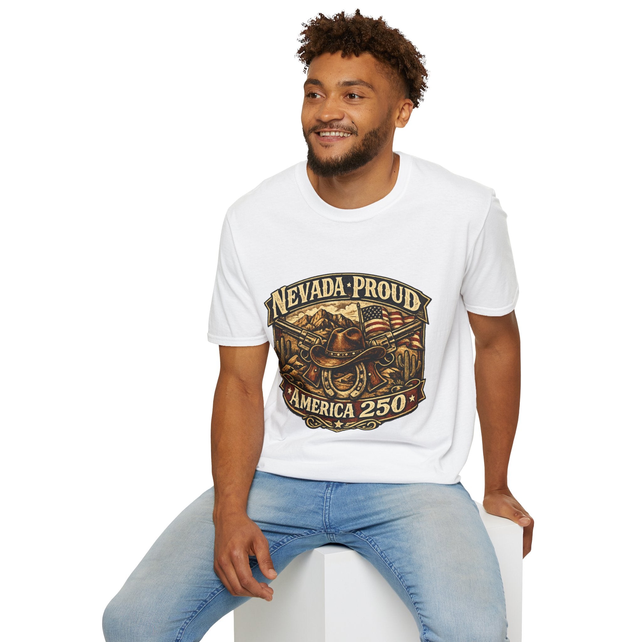 America 250 Nevada Proud T-Shirt — Vintage American Western Design