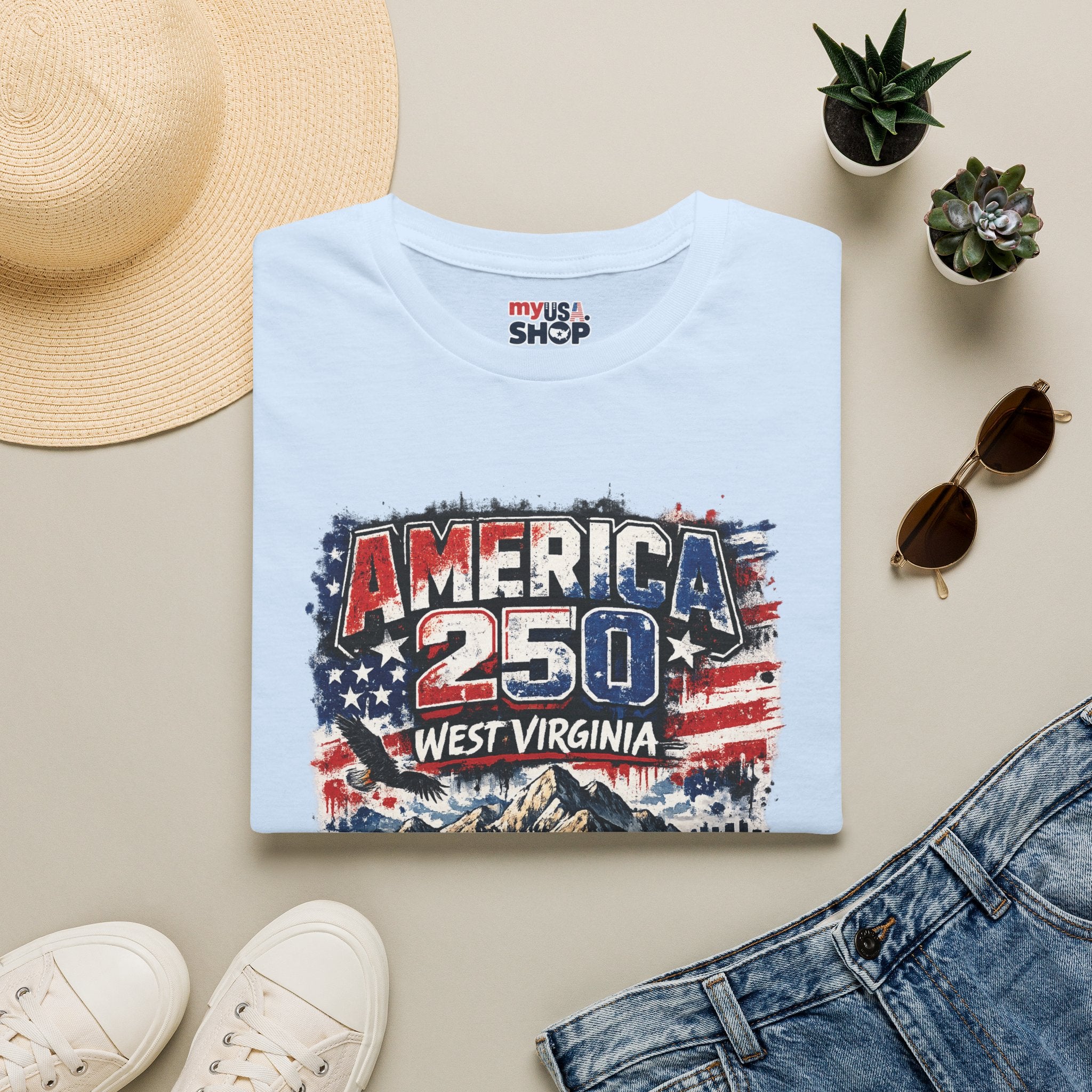 America 250 West Virginia Vintage Flag Commemorative Tee