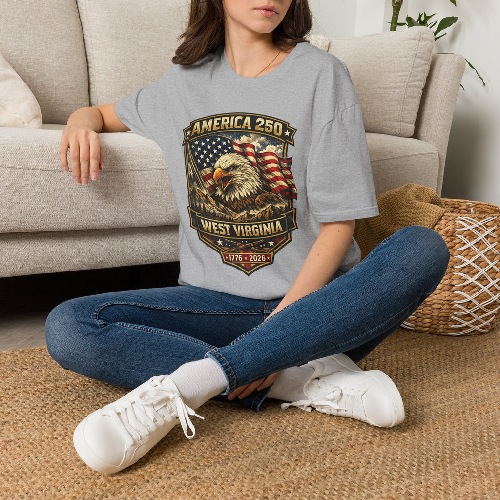 America 250 Eagle Flag T-Shirt — West Virginia Patriotic Anniversary Shirt