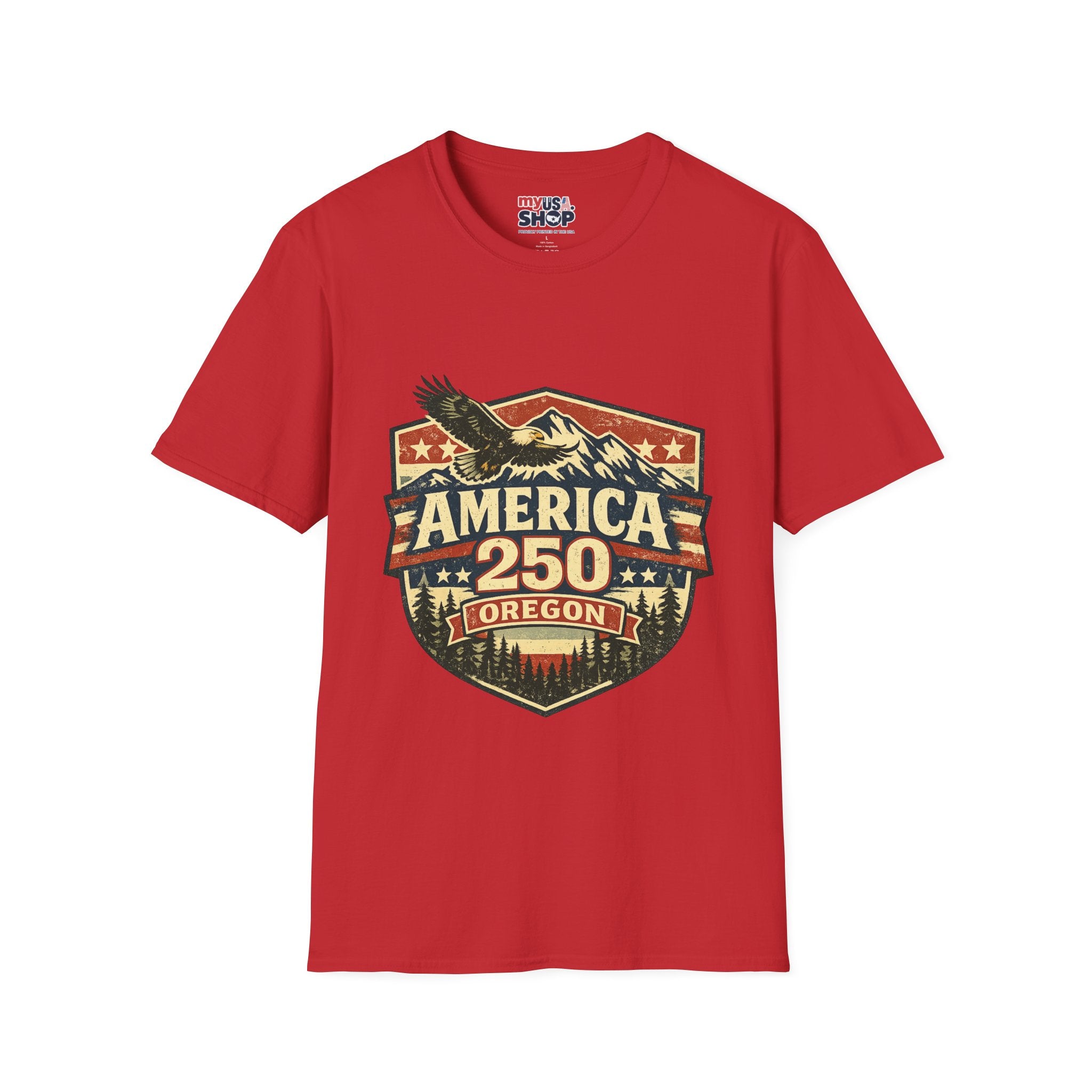 America 250 Shirt —Oregon  Mountain Eagle Wilderness Badge Tee