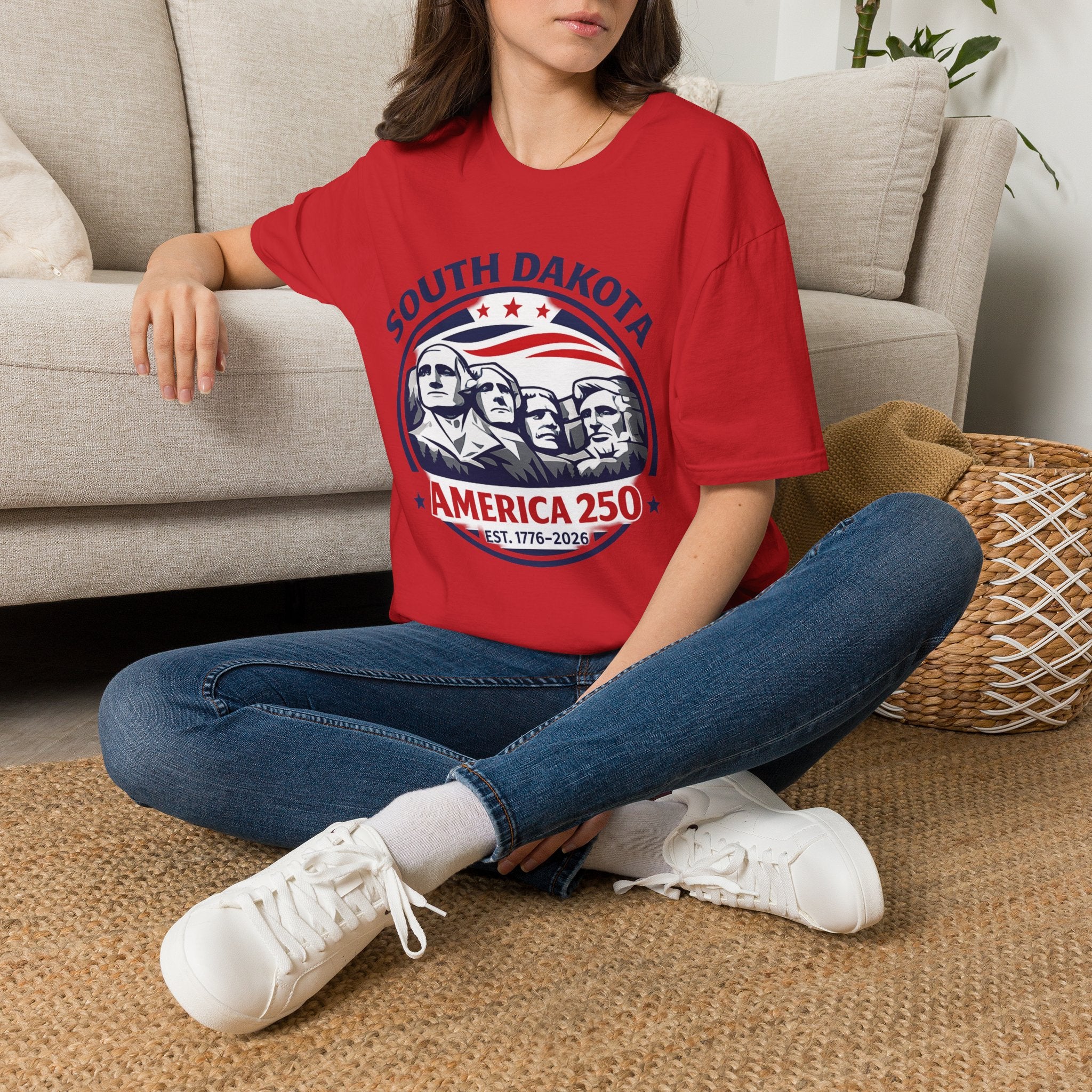 America 250 South Dakota T-Shirt — Classic Patriotic Badge Graphic Tee