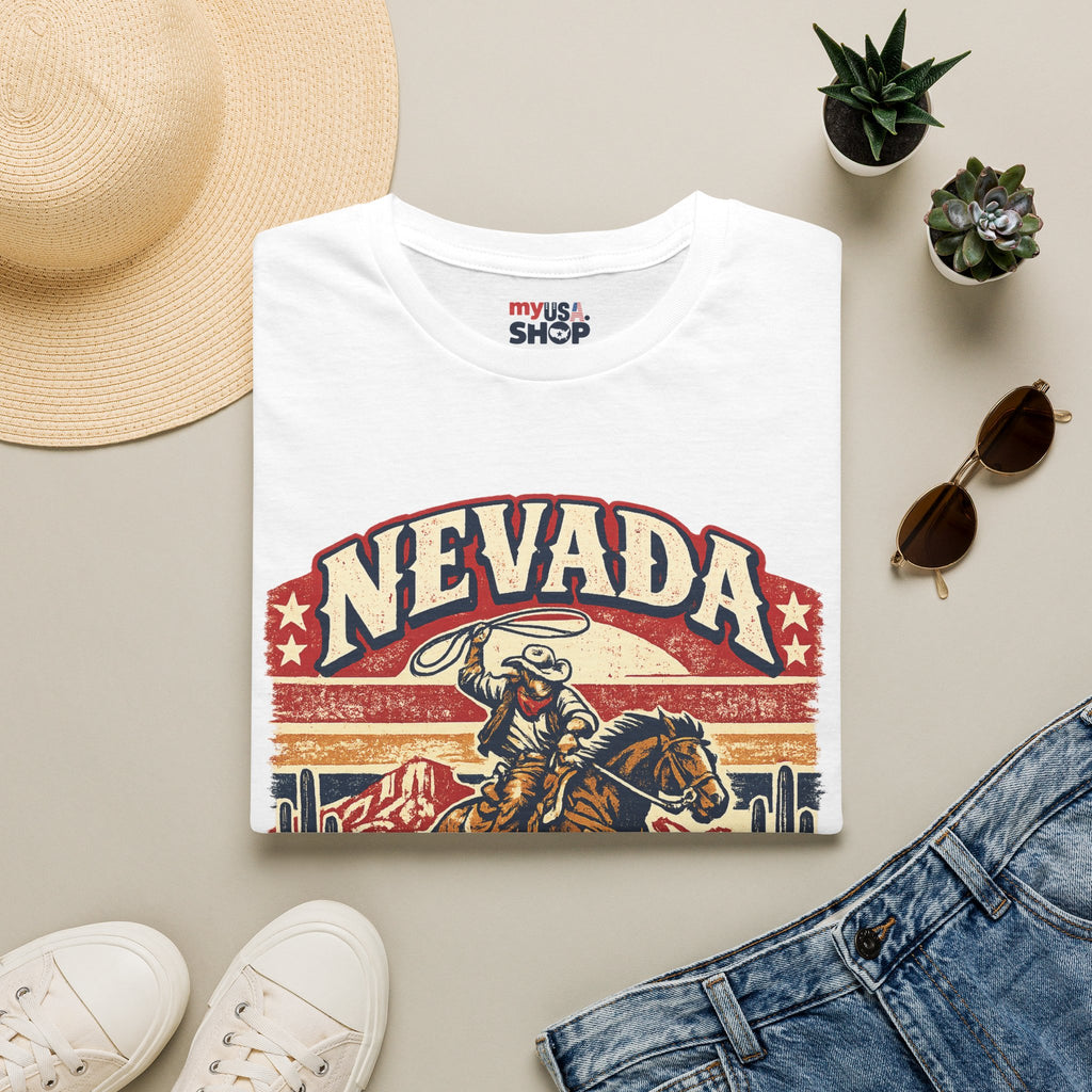 America 250 Nevada Rodeo Vintage T‑Shirt — Western Cowboy Graphic