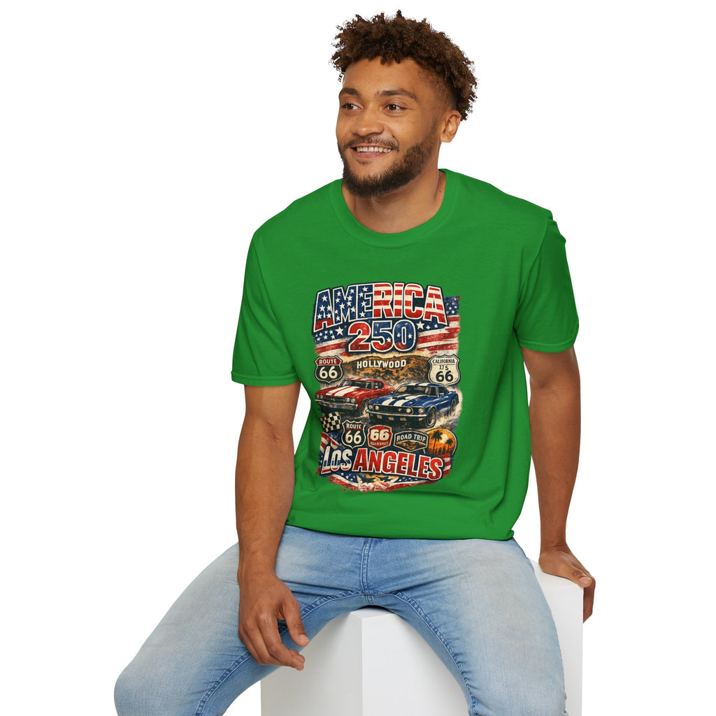 America 250 Los Angeles Route 66 Hollywood Muscle Cars Road Trip California Tee