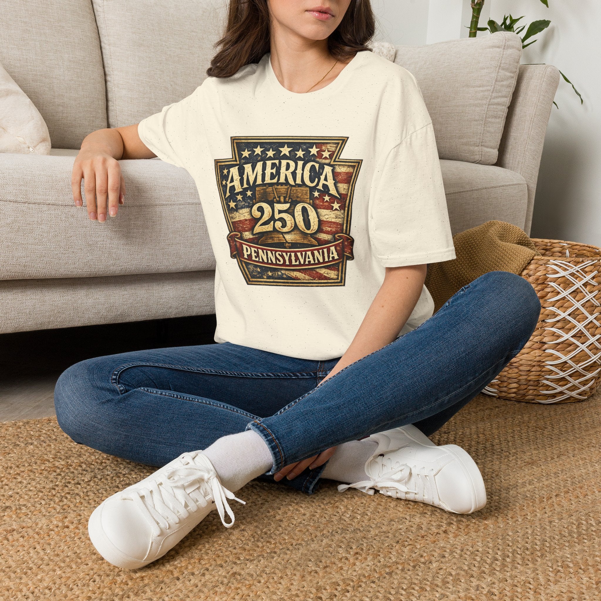 Pennsylvania America 250 Shirt — Keystone State Vintage Badge Graphic Tee