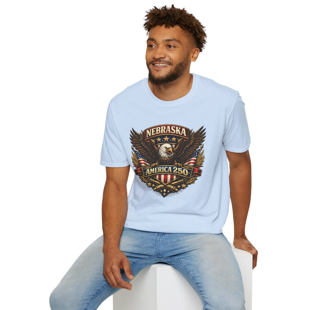 America 250 Nebraska Eagle T-Shirt — Patriotic USA State Tee