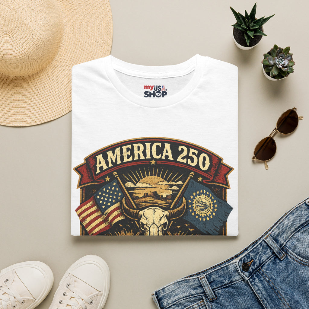 America 250 South Dakota T-Shirt — Western Skull Heritage Graphic Tee