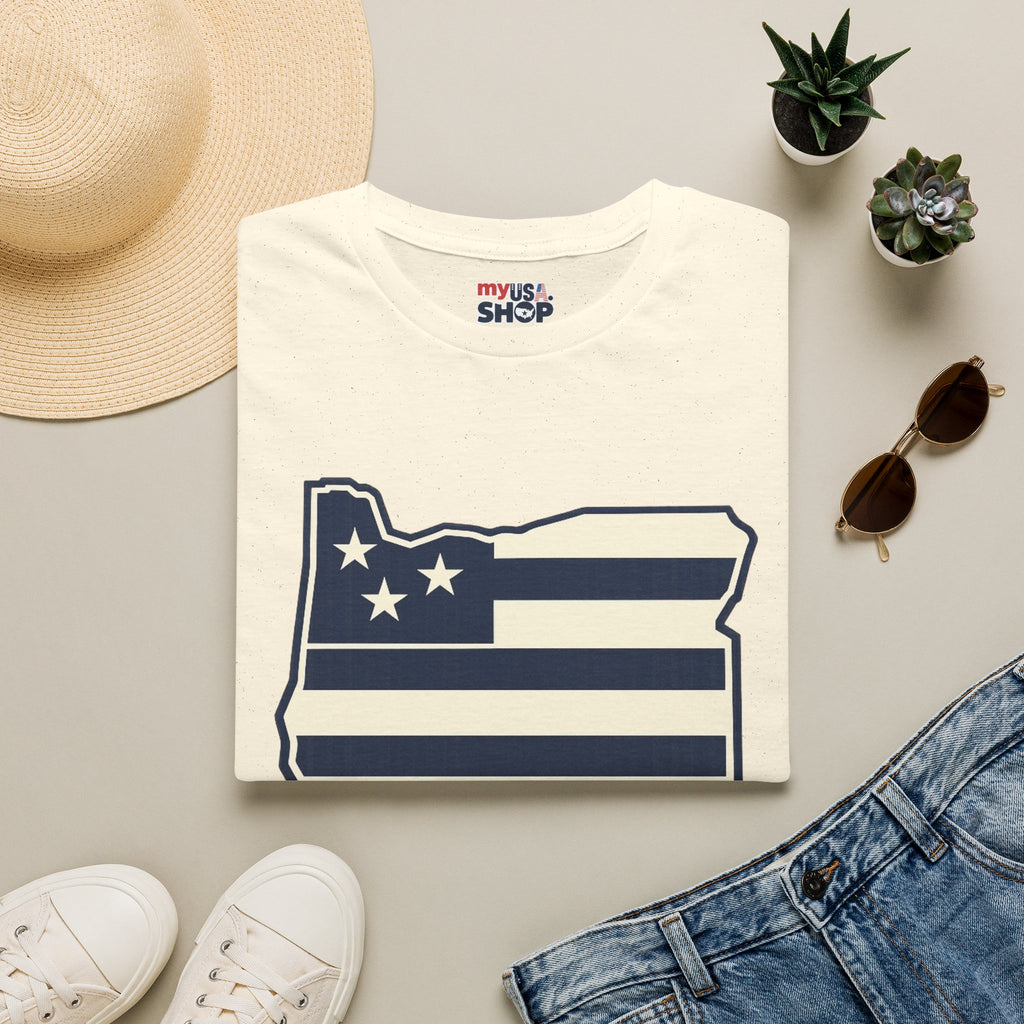 America 250 Oregon Shirt — Minimal Oregon State Flag Graphic Tee
