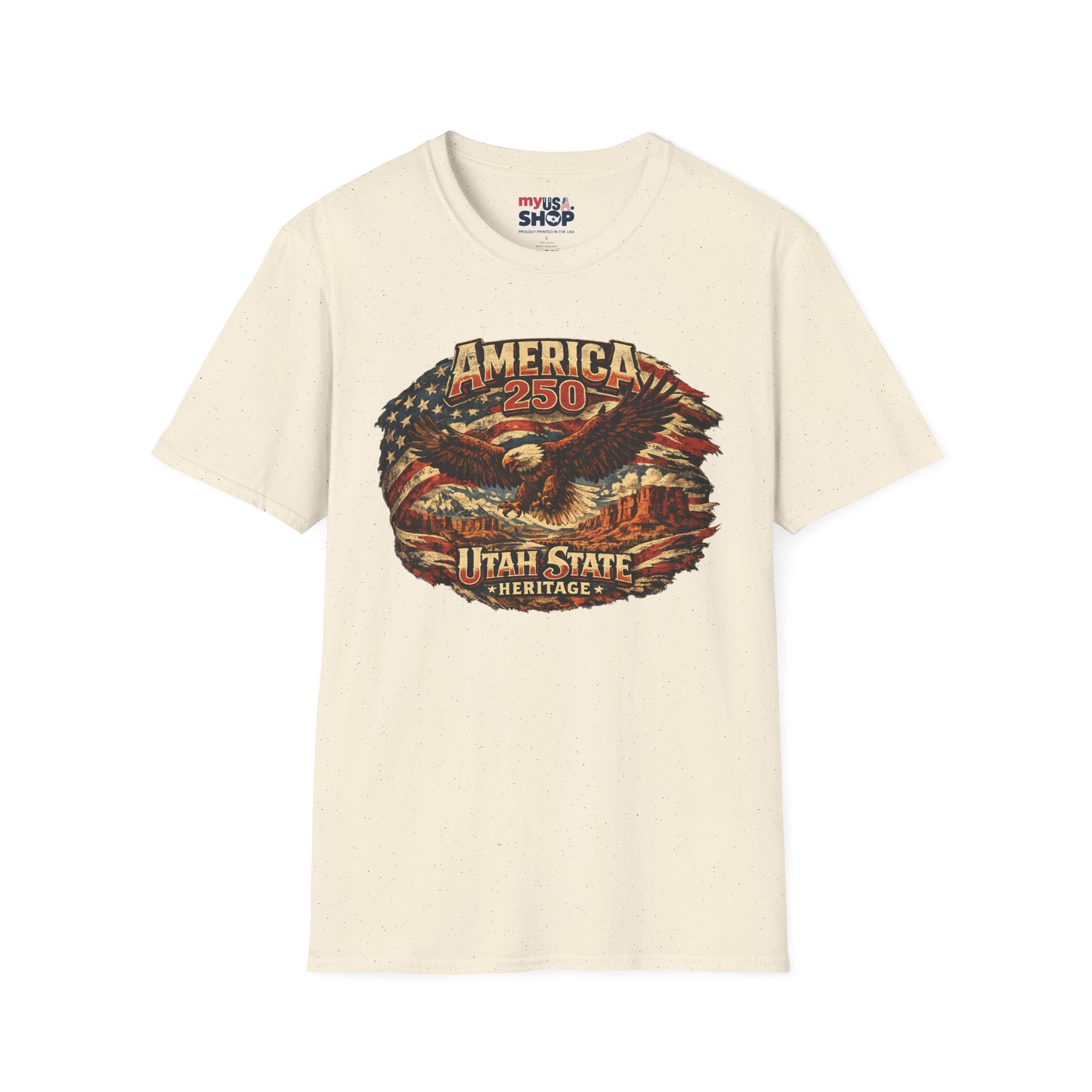 America 250 Utah State Shirt — Heritage Eagle Patriotic Graphic Tee
