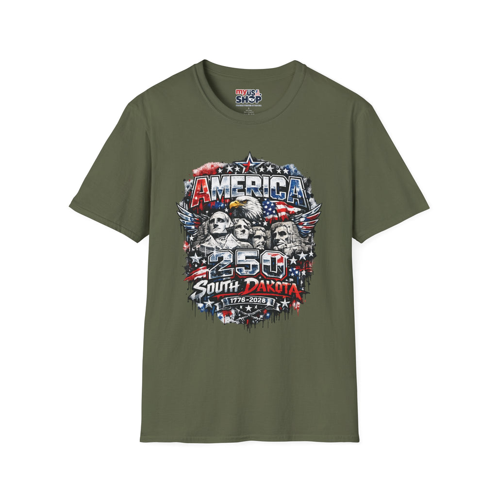 America 250 South Dakota Shirt — Patriotic Eagle & Mount Rushmore Graphic Tee