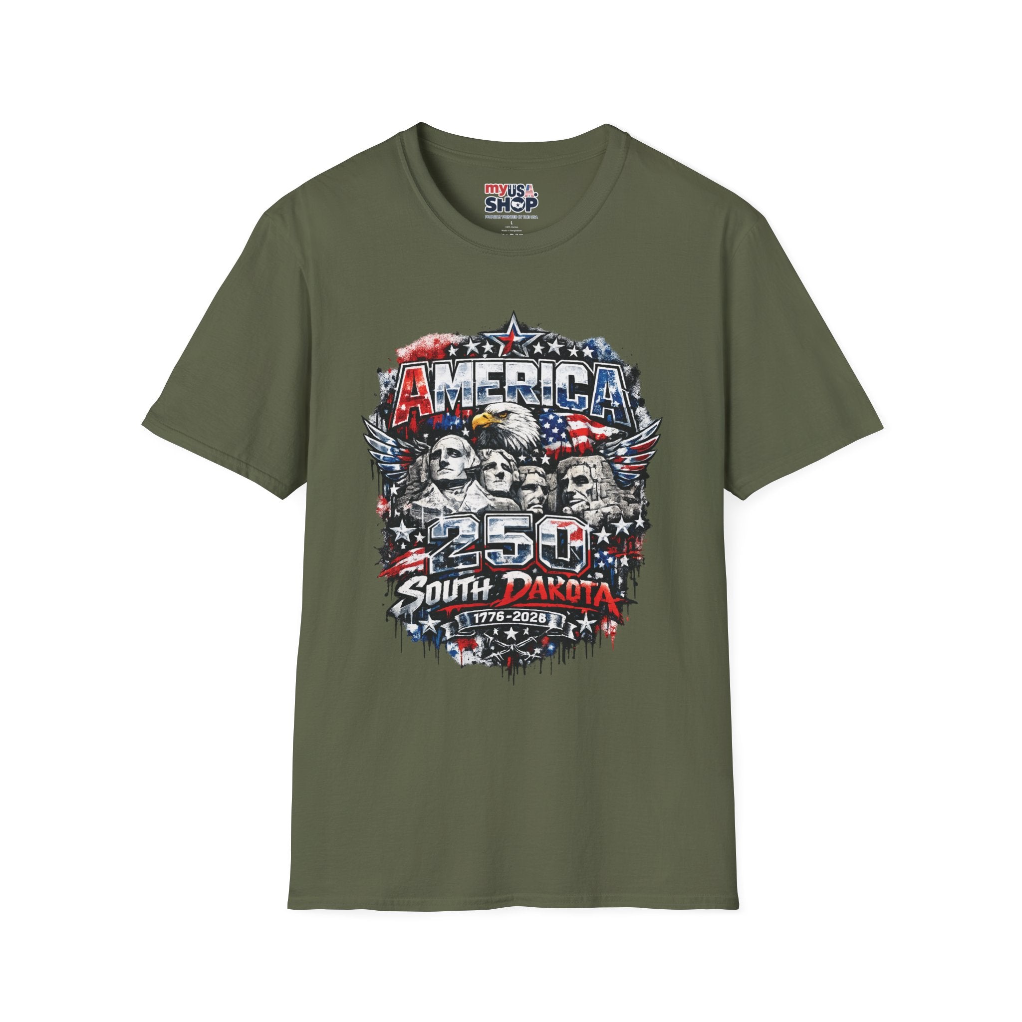 America 250 South Dakota Shirt — Patriotic Eagle & Mount Rushmore Graphic Tee