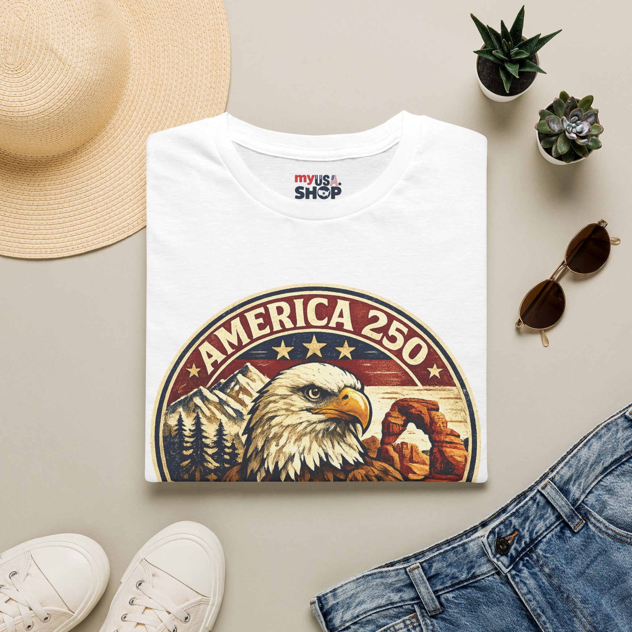 America 250 Utah State Tee — Land of Freedom Eagle Graphic Shirt