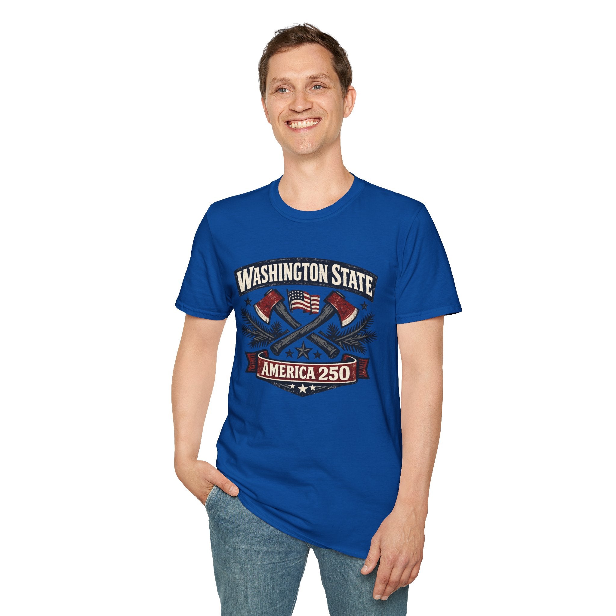 America 250 Washington State T-Shirt —  Axes Retro Graphic Tee
