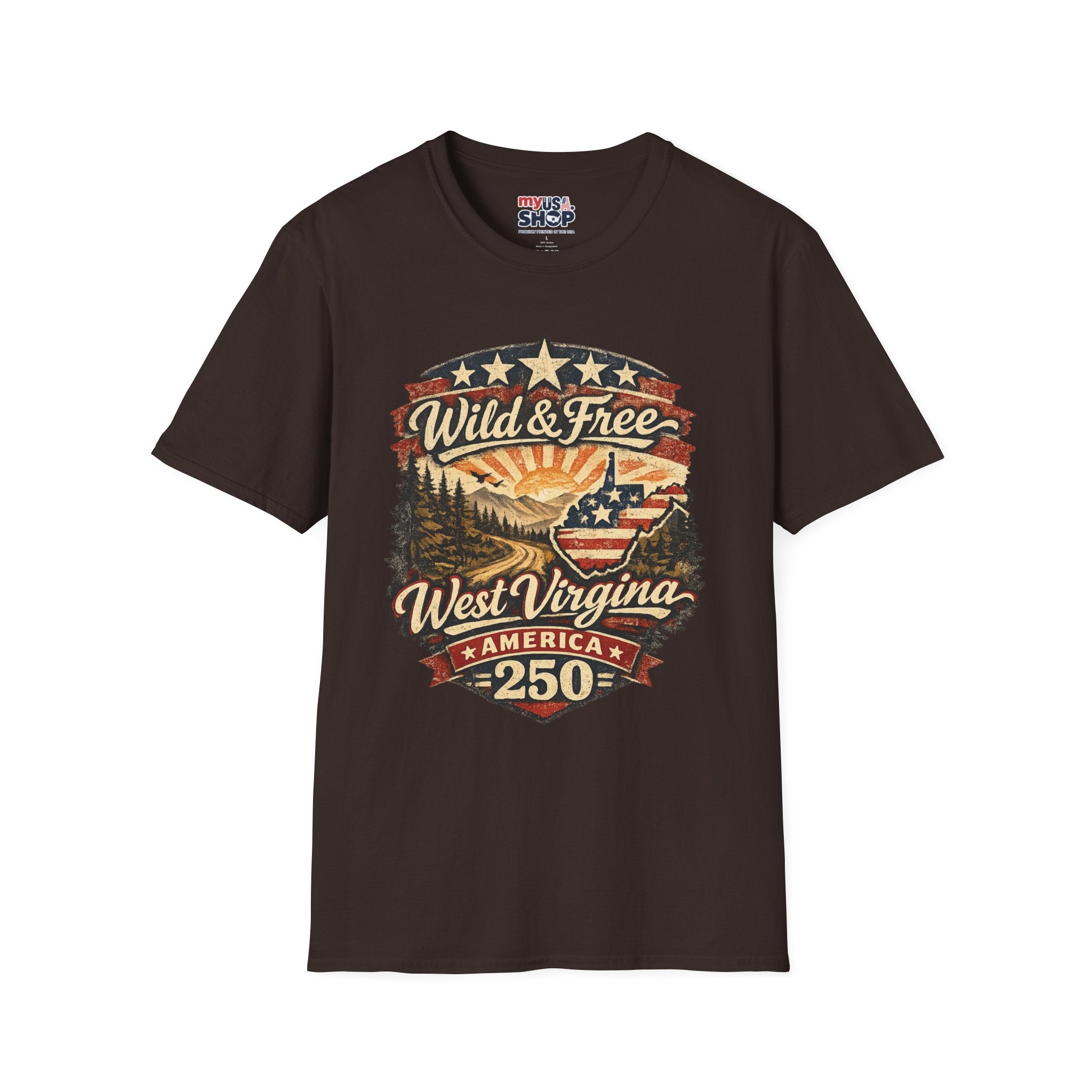 Wild & Free West Virginia T-Shirt — America 250 Mountain Sunset Tee