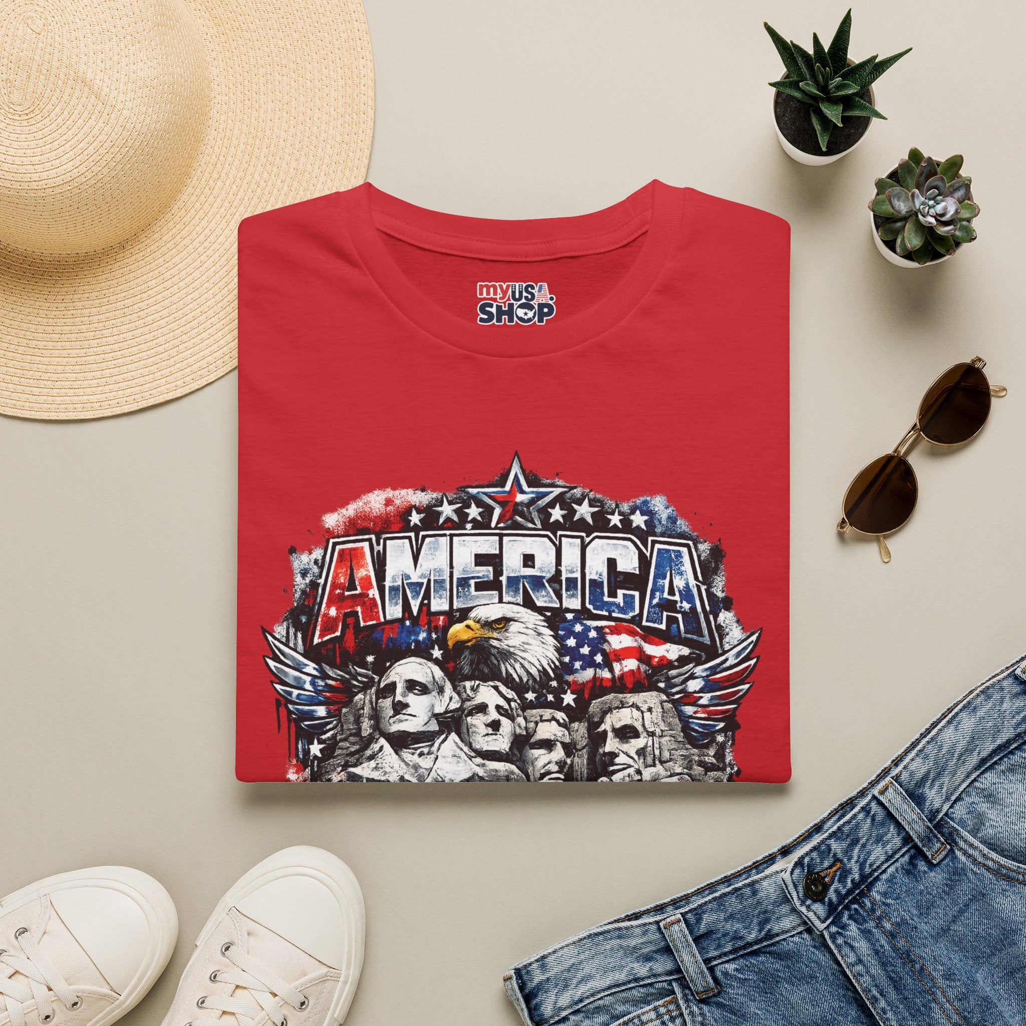 America 250 South Dakota Shirt — Patriotic Eagle & Mount Rushmore Graphic Tee