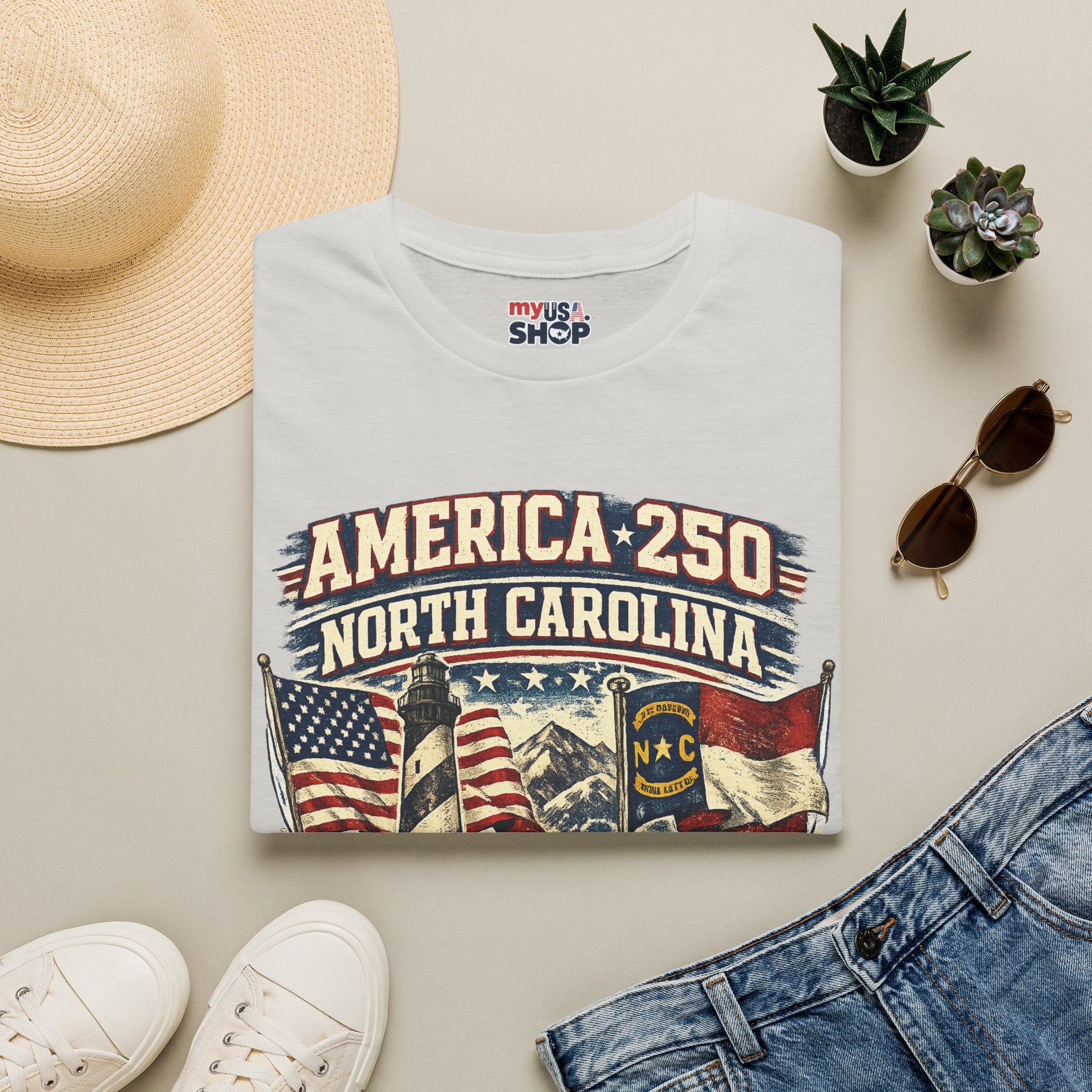 America 250 North Carolina T-Shirt — 1776–2026 Patriotic State Pride Tee
