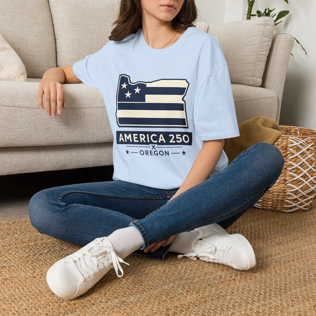 America 250 Oregon Shirt — Minimal Oregon State Flag Graphic Tee