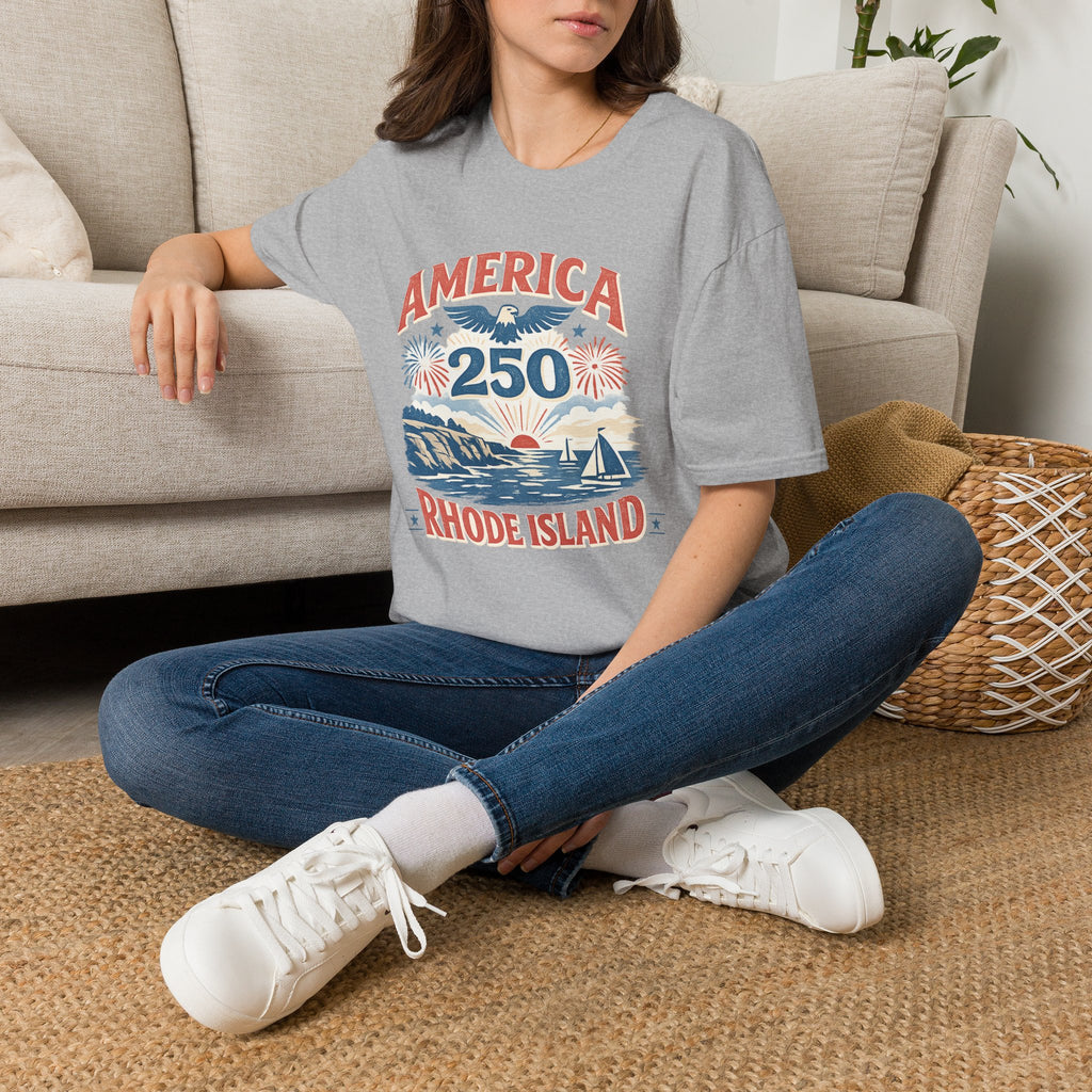 America 250 Rhode Island Shirt — Coastal Fireworks Patriotic Tee