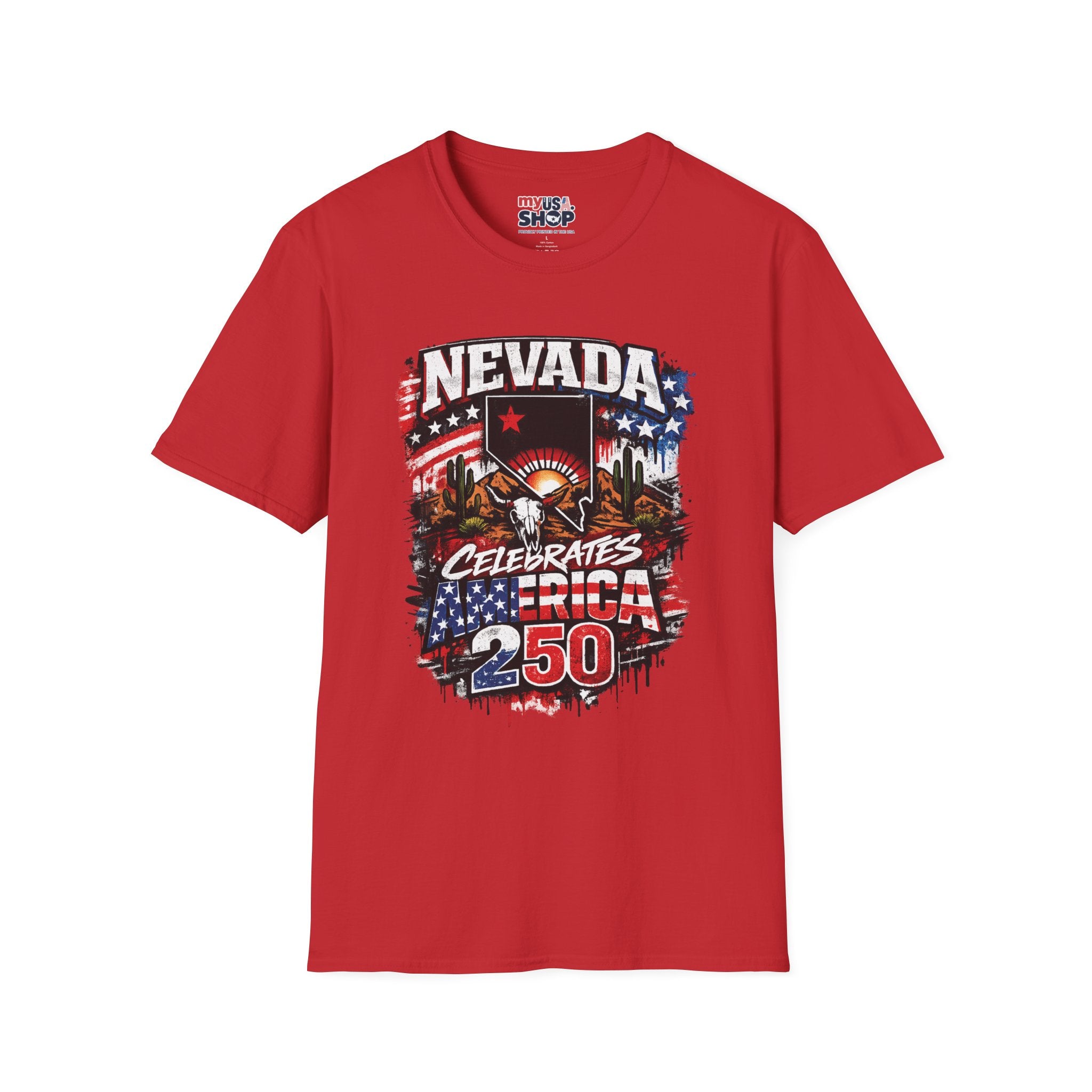 America 250 Nevada Rustic Flag T-Shirt — 'Celebrates the 250' Vintage State Pride Tee
