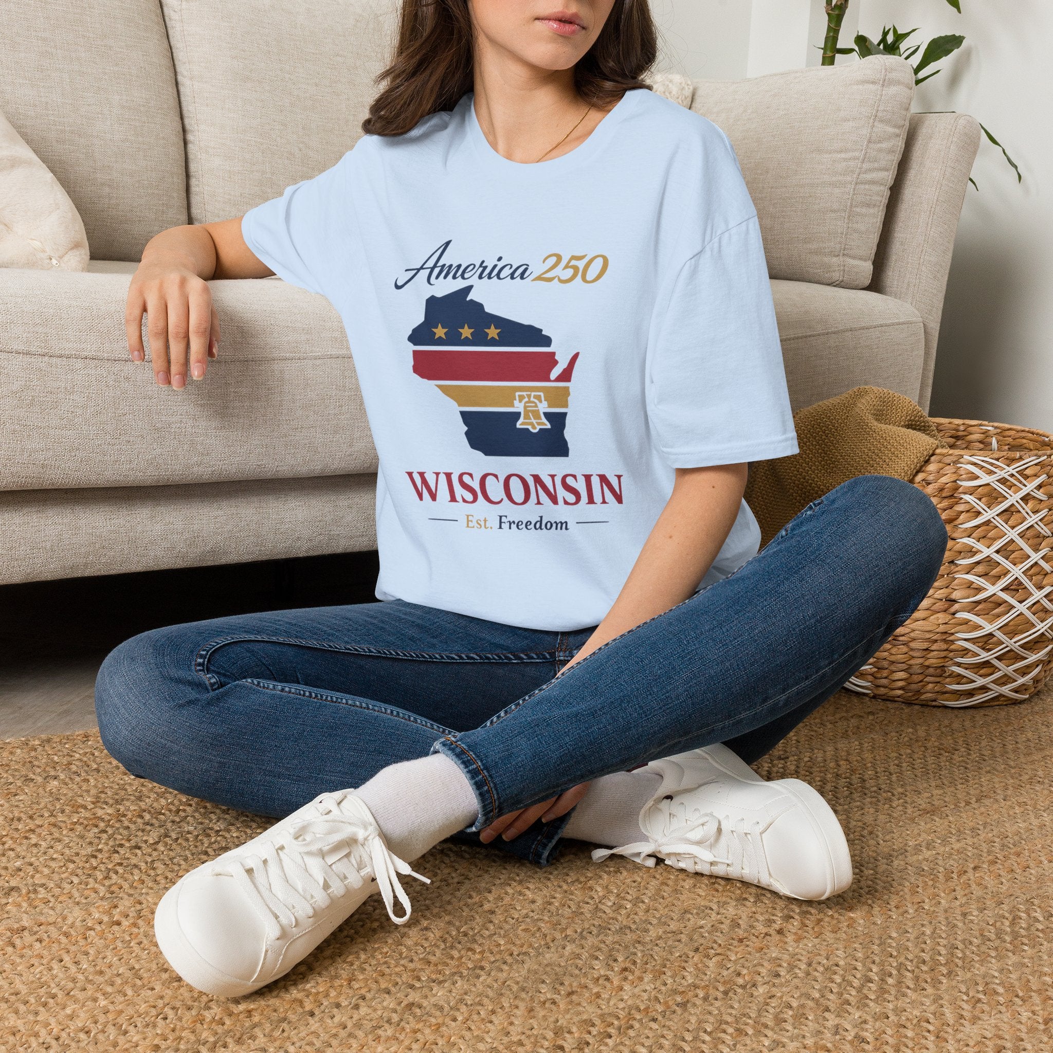 America 250 Wisconsin T-Shirt – Patriotic USA State Tee